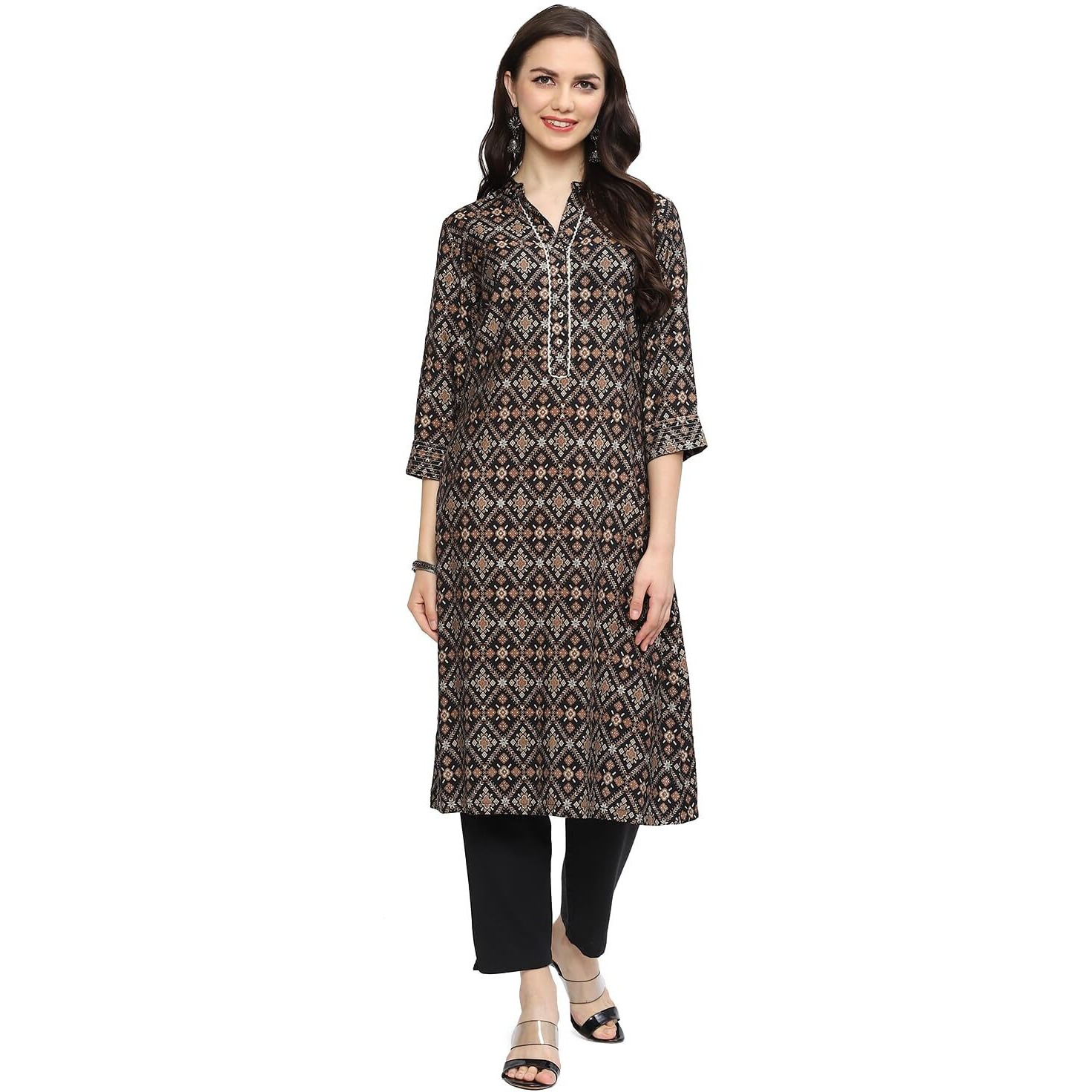 BIBA Women Printed Straight Mix and Match(ASSORTED19761_Black_32)