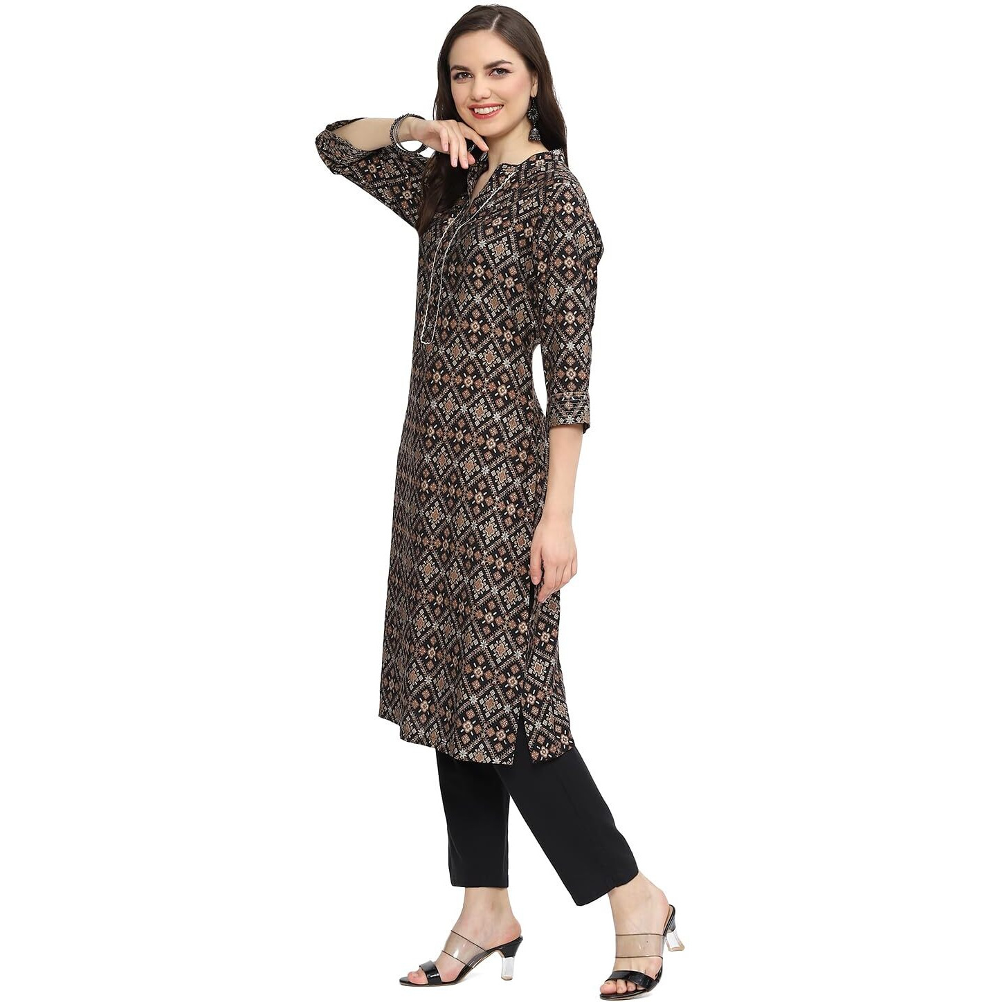 BIBA Women Printed Straight Mix and Match(ASSORTED19761_Black_32)