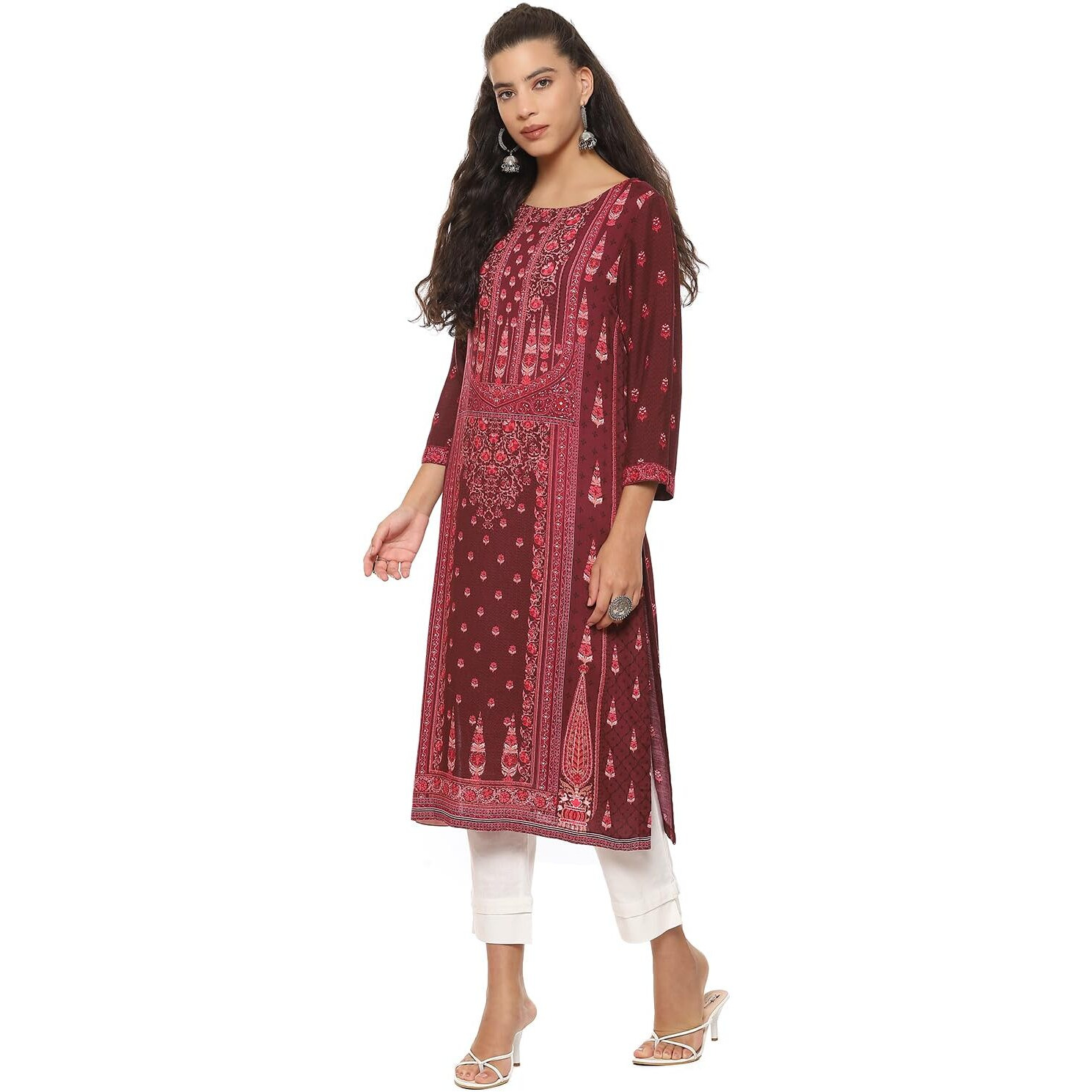 BIBA Women Printed Straight Mix and Match(ASSORTED19749_BERY_42) Pink
