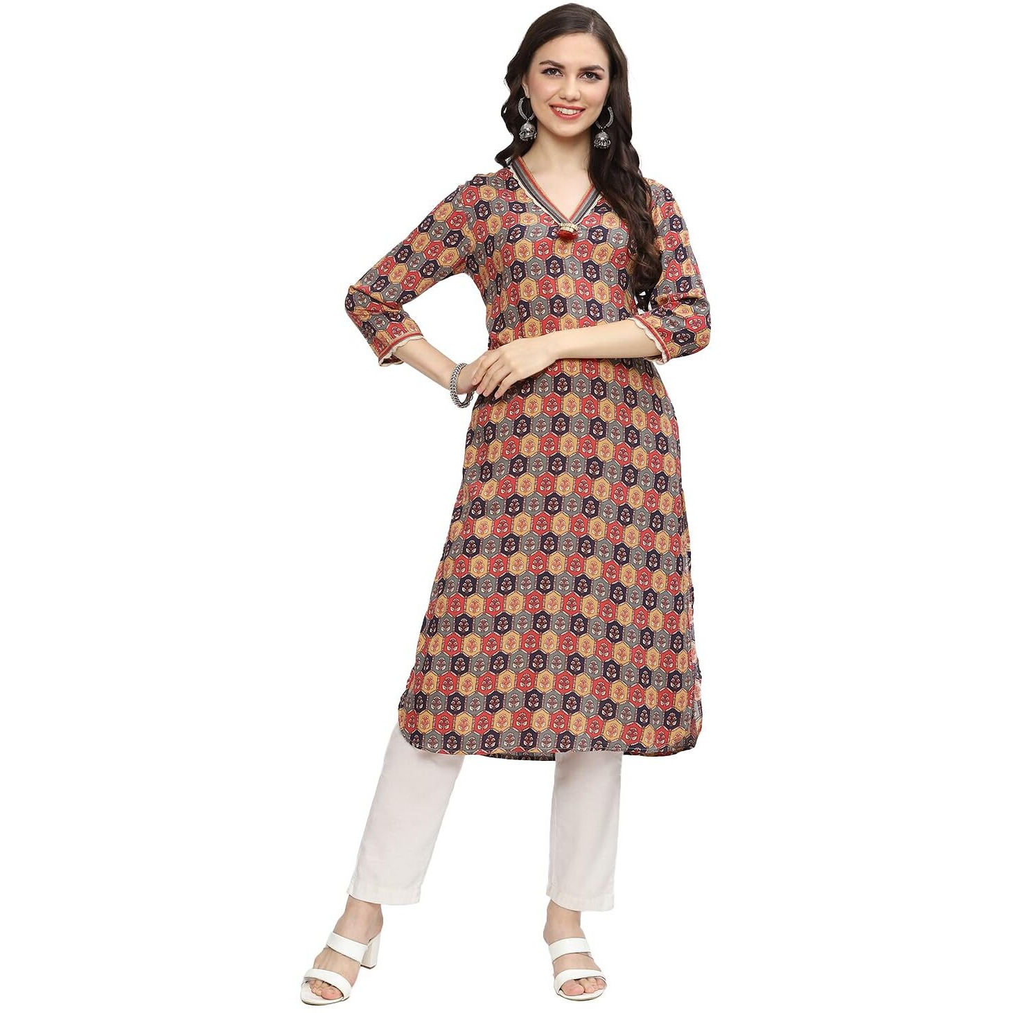BIBA Women Printed Straight Mix and Match(ASSORTED19623_Maroon Mix_36)