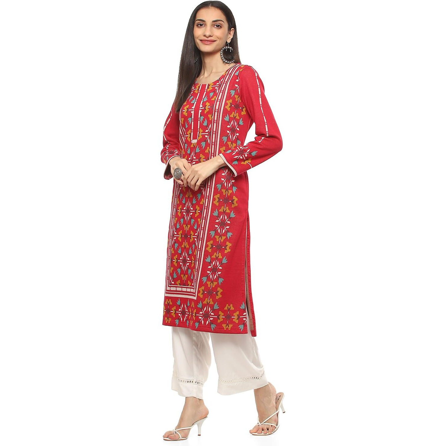 BIBA Women YARNDYED Straight Mix and Match(Winter W19896_Pink_46)