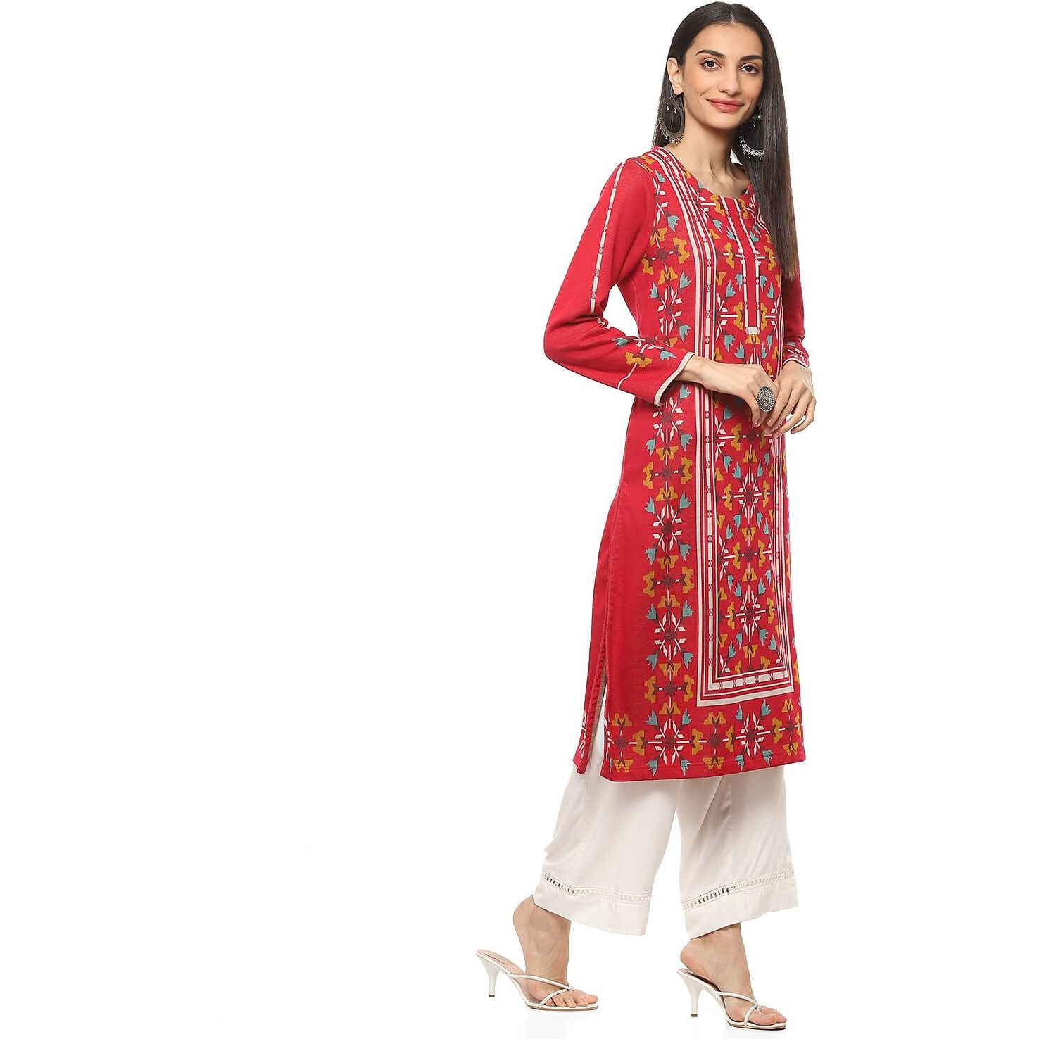 BIBA Women YARNDYED Straight Mix and Match(Winter W19896_Pink_46)