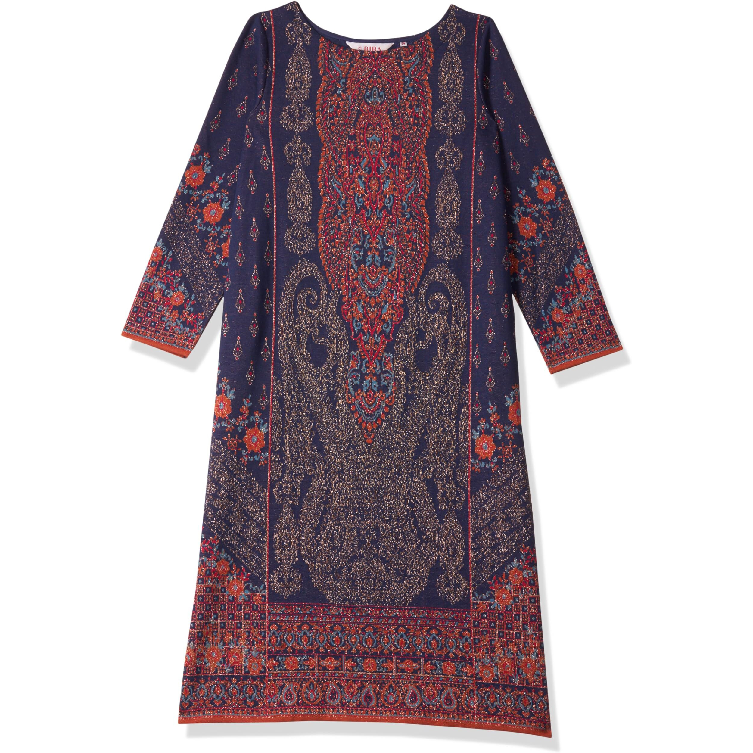 BIBA Women YARNDYED Straight Mix and Match(Winter W19894_Navy_32)