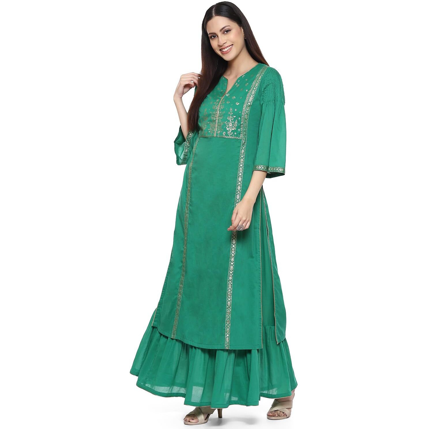 BIBA Women Printed Flared Mix and Match(MNMASSORTED14780E_Green_34)