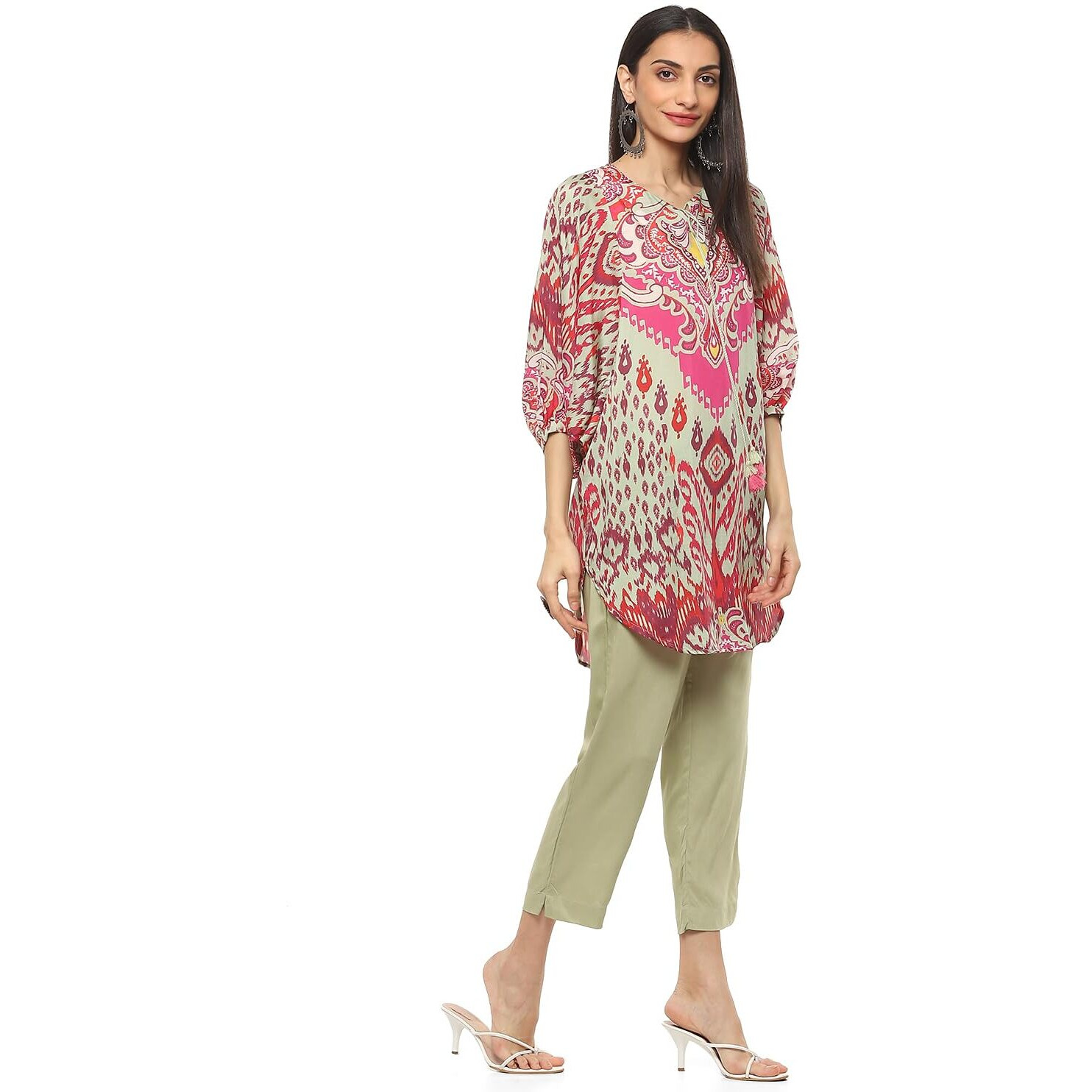 BIBA Women Printed Straight Mix and Match(Pant SET2199_Green_40)