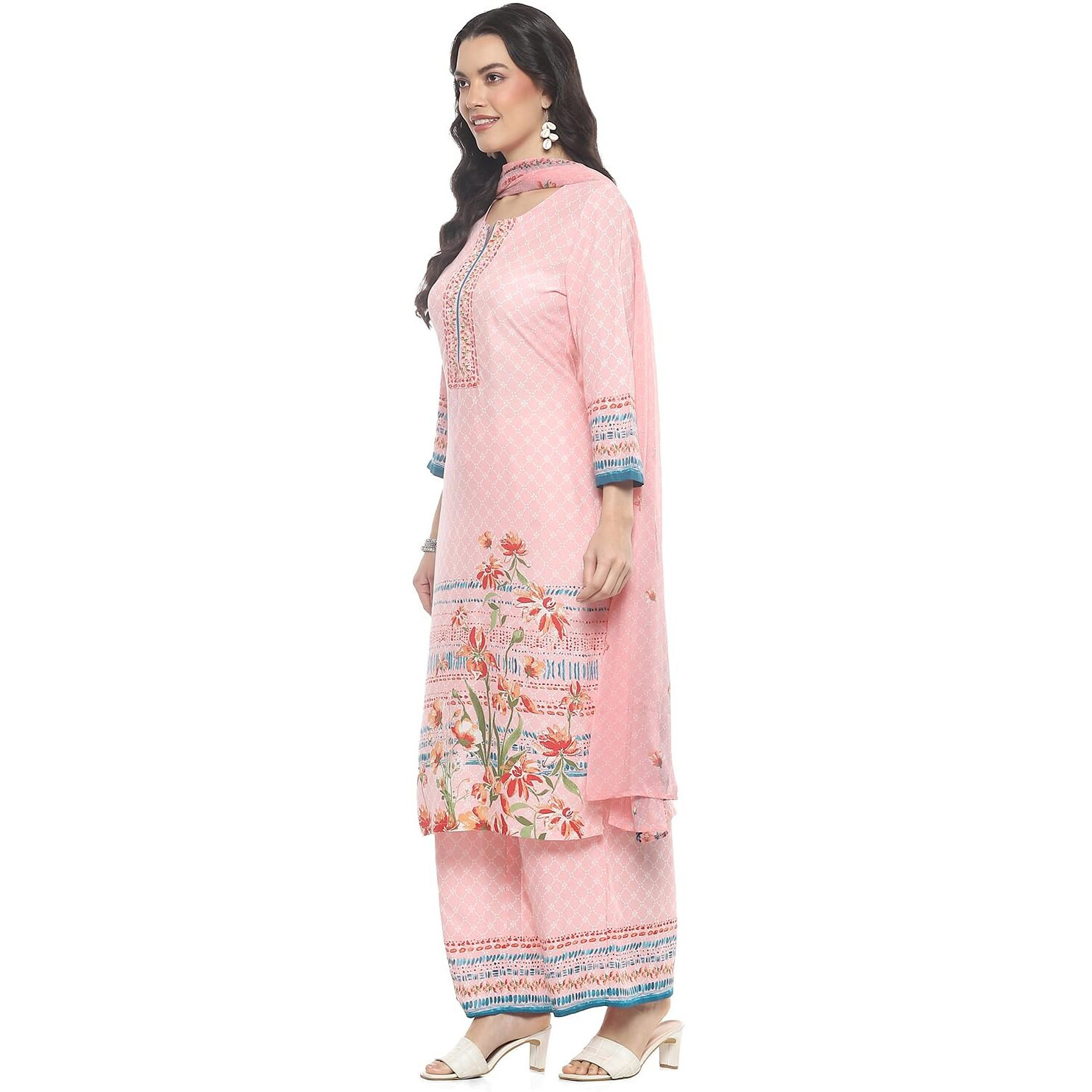 Rangriti Women Viscose Printed Straight Suit Set (SUMMERSETS19306SS24PNK_Pink