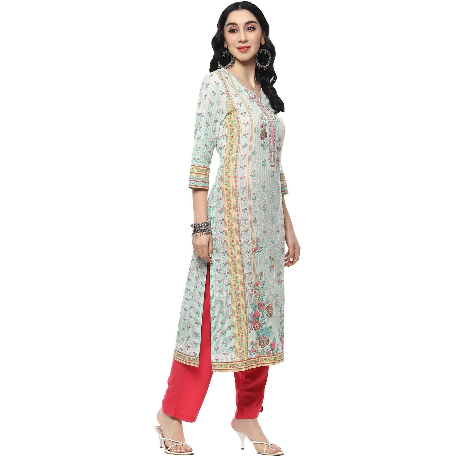BIBA Cotton Women's Printed Straight Kurta Mix and Match(Assorted20622_Mint_32)