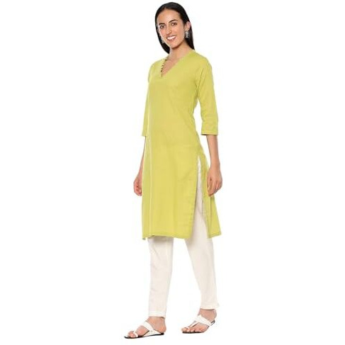 BIBA Women's Cotton Blend Solid Regular Kurtas (SLDCR21224E_Forest Green 40)