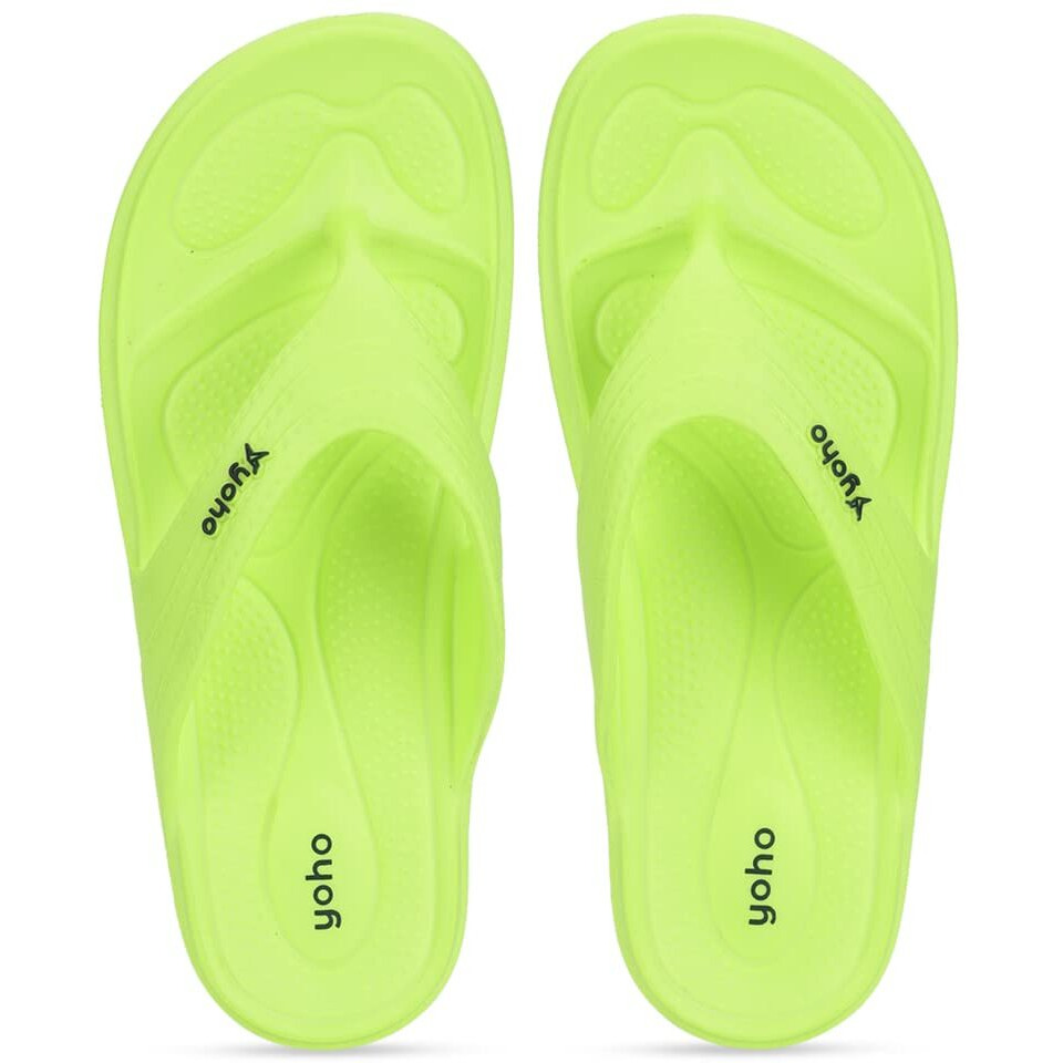 YOHO Drizzle Soft Slippers for Women |Mild Acupressure, Lightweight, L.Green UK8