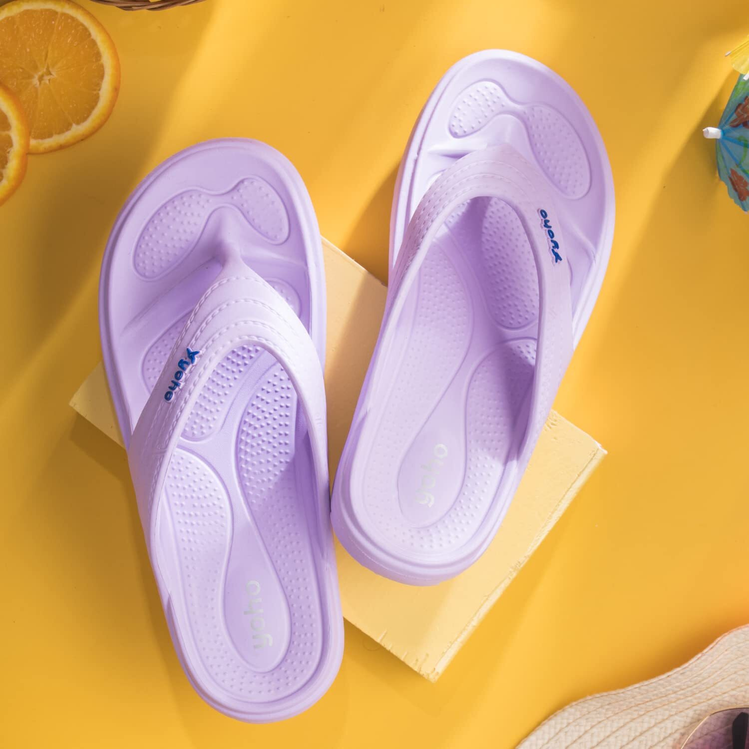 YOHO Drizzle Soft Slippers for Women|Mild Acupressure, Lightweight, Lavender UK9