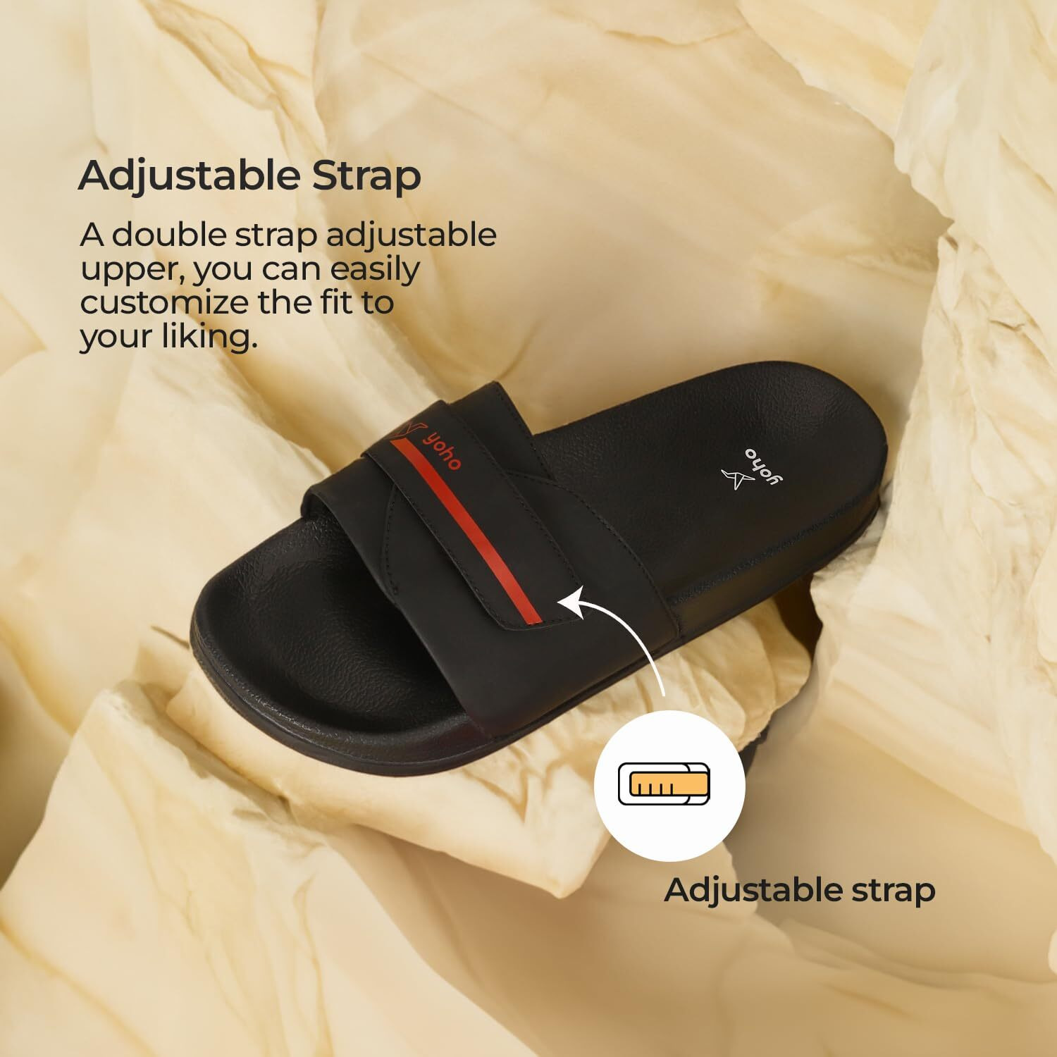 YOHO Drystep slides for men | Water-friendly | Super flexible | adjustable strap | Skin friendly | lightweight and Comfortable stylish sliders slipper for mens