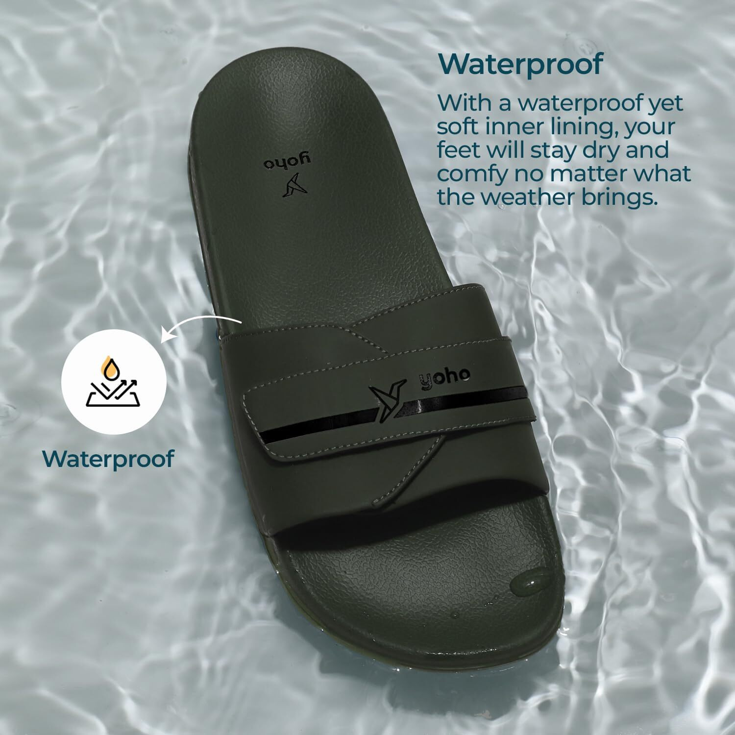 YOHO Drystep slides for men | Water-friendly | Super flexible | adjustable strap | Skin friendly | lightweight and Comfortable stylish sliders slipper for mens