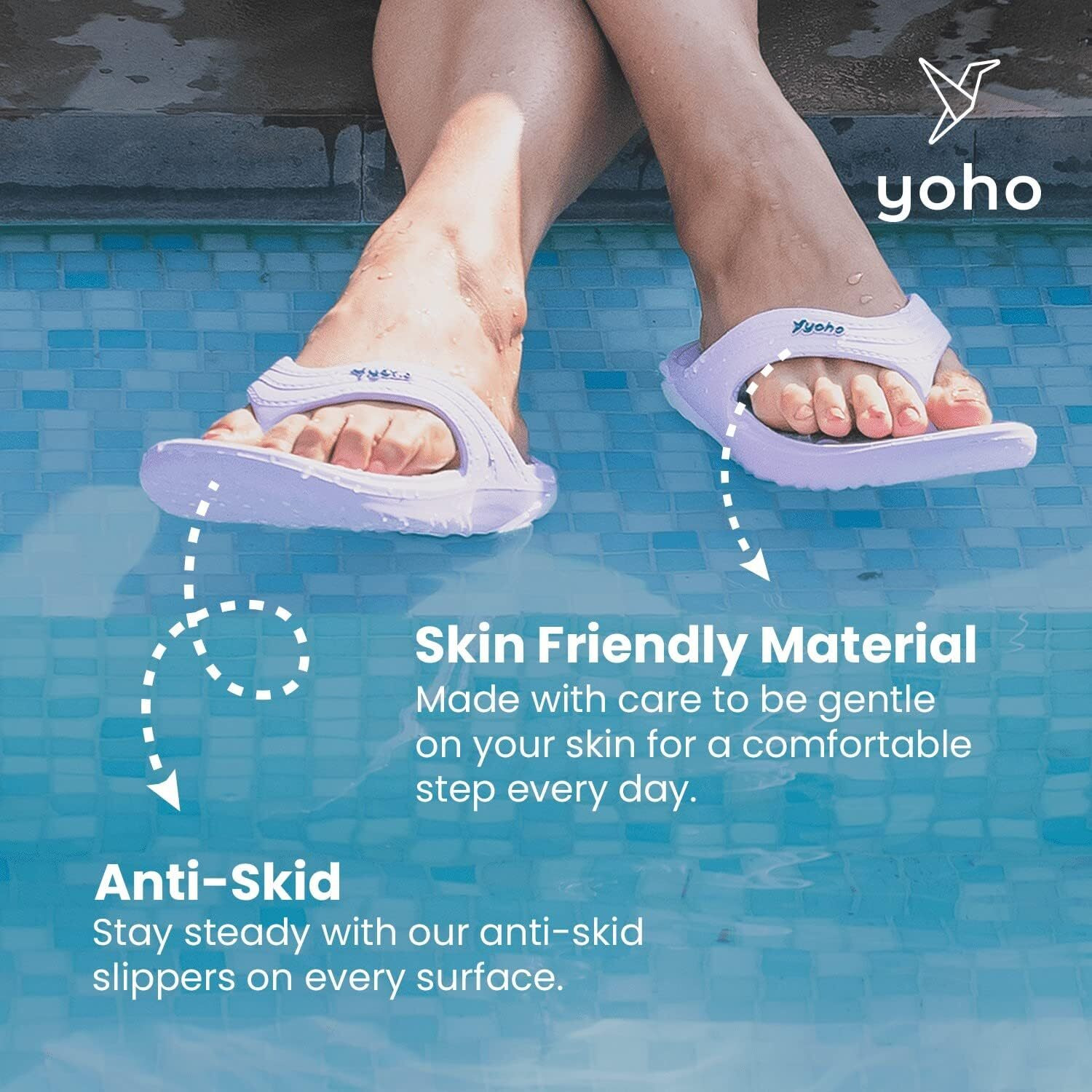 YOHO Drizzle Soft Slippers for Women | Mild Acupressure | Lightweight, White UK7