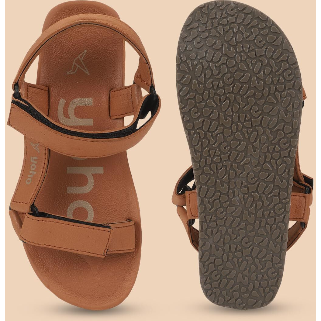 YOHO EVA Sandals for Men | EVA sole | Comfortable cushioned sole with TPR base | Lightweight | Soft skin friendly straps | Adjustable straps | Velcro closure | Vibrant colour options
