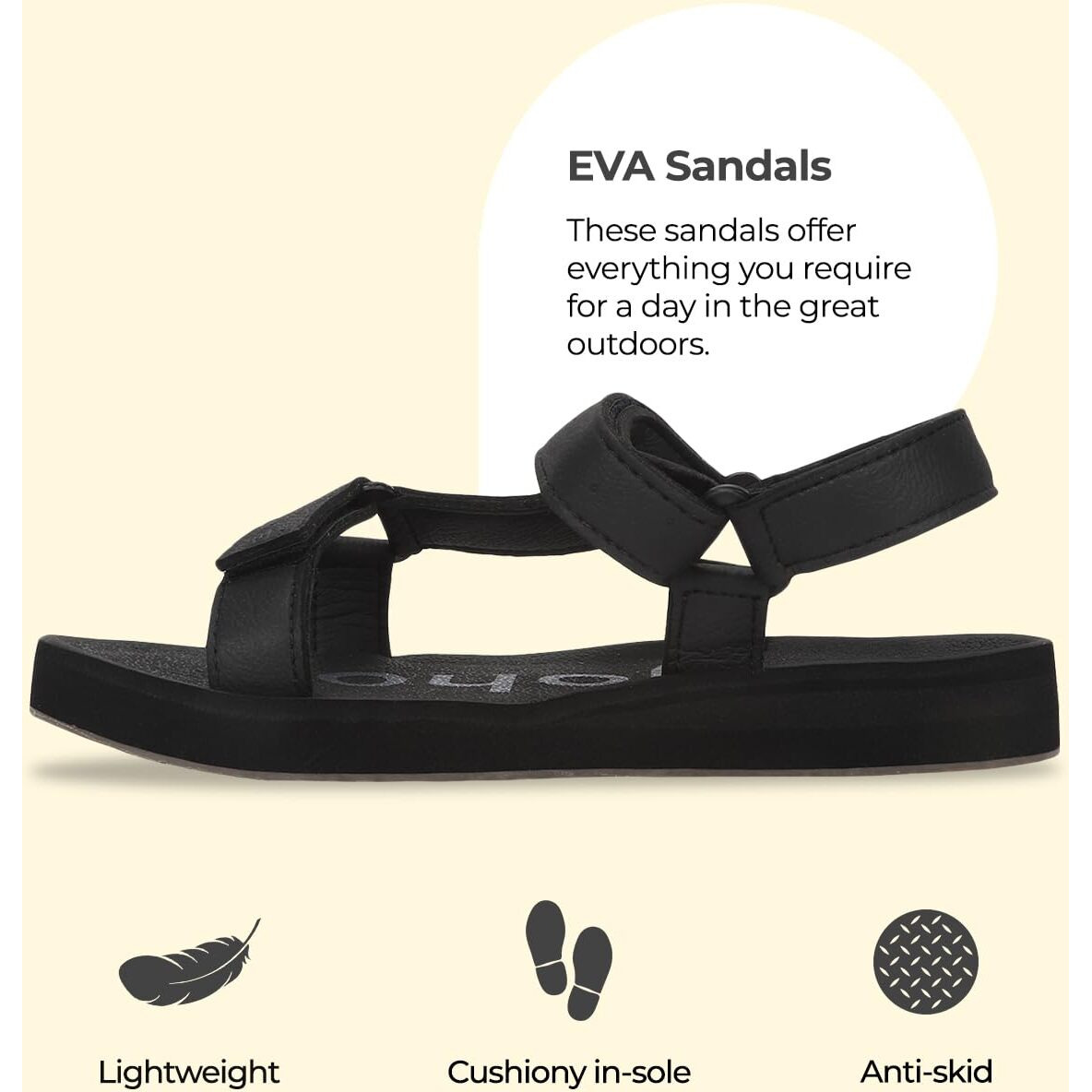 YOHO EVA Sandals for Men | EVA sole | Comfortable cushioned sole with TPR base | Lightweight | Soft skin friendly straps | Adjustable straps | Velcro closure | Vibrant colour options
