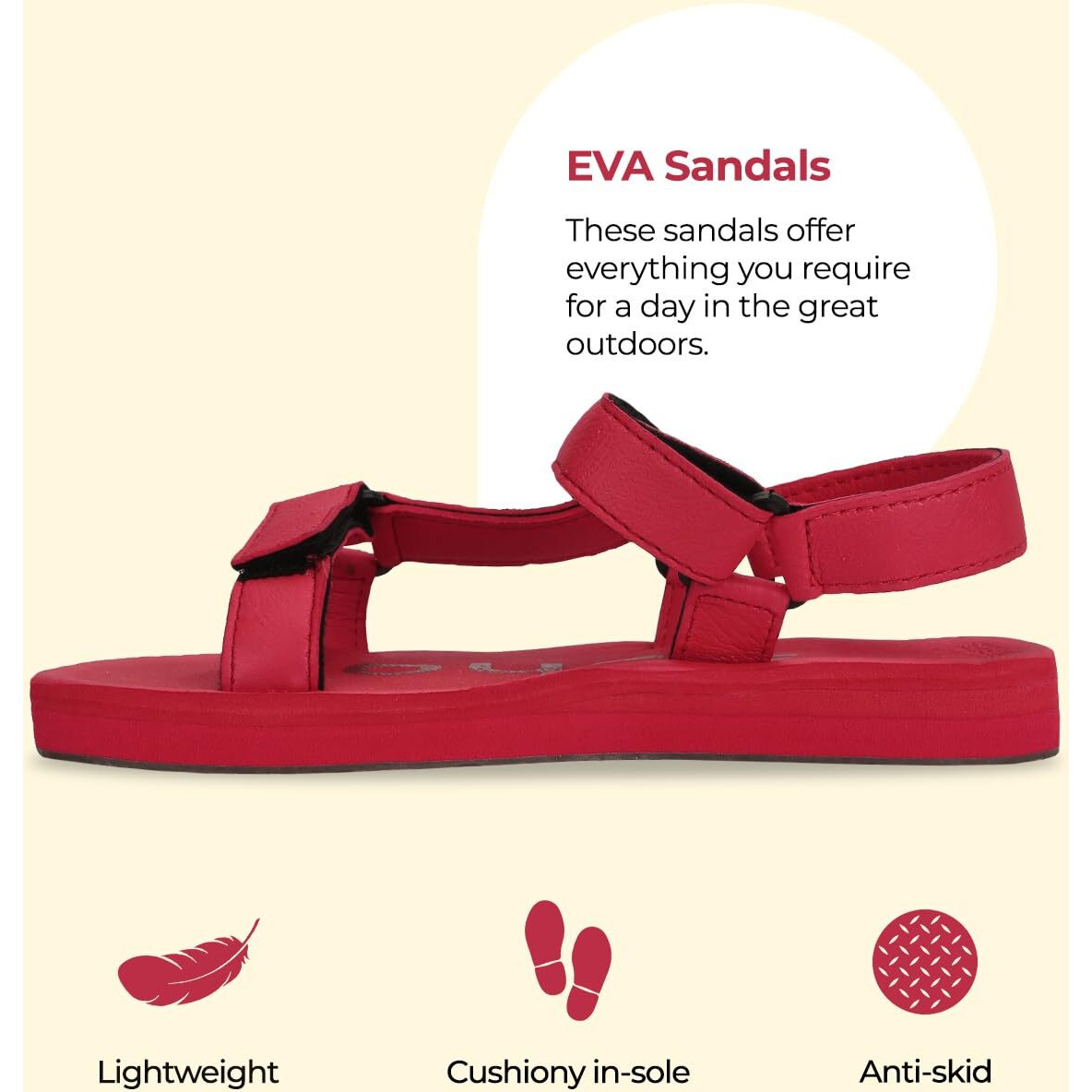 YOHO EVA Sandals for Women | EVA sole | Comfortable cushioned sole with TPR base | Lightweight | Soft skin friendly straps | Adjustable straps | Velcro closure | Vibrant colour options