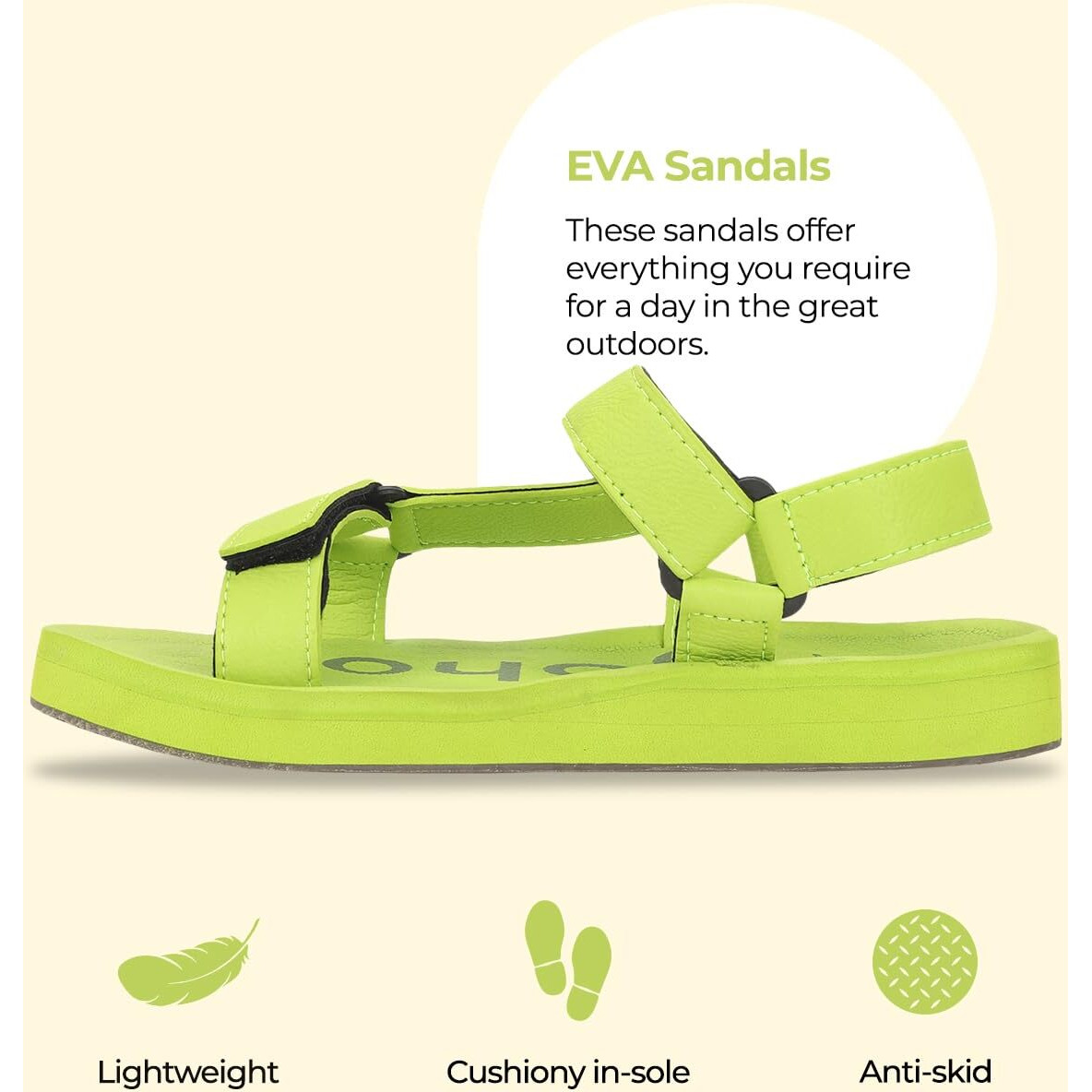 YOHO EVA Sandals for Women | EVA sole | Comfortable cushioned sole with TPR base | Lightweight | Soft skin friendly straps | Adjustable straps | Velcro closure | Vibrant colour options