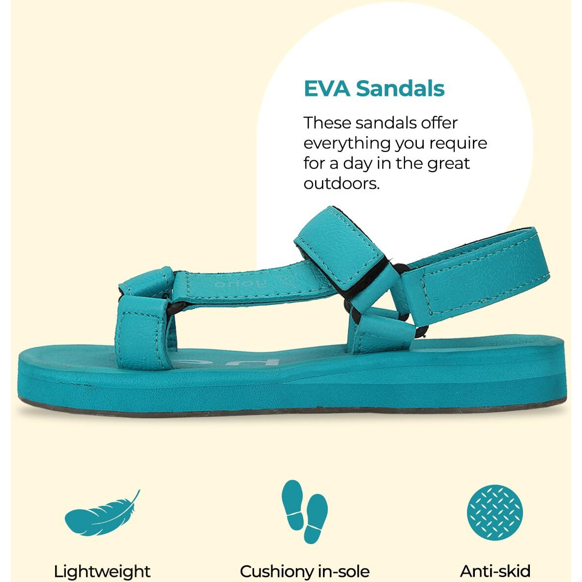 YOHO EVA Sandals for Women | EVA sole | Comfortable cushioned sole with TPR base | Lightweight | Soft skin friendly straps | Adjustable straps | Velcro closure | Vibrant colour options