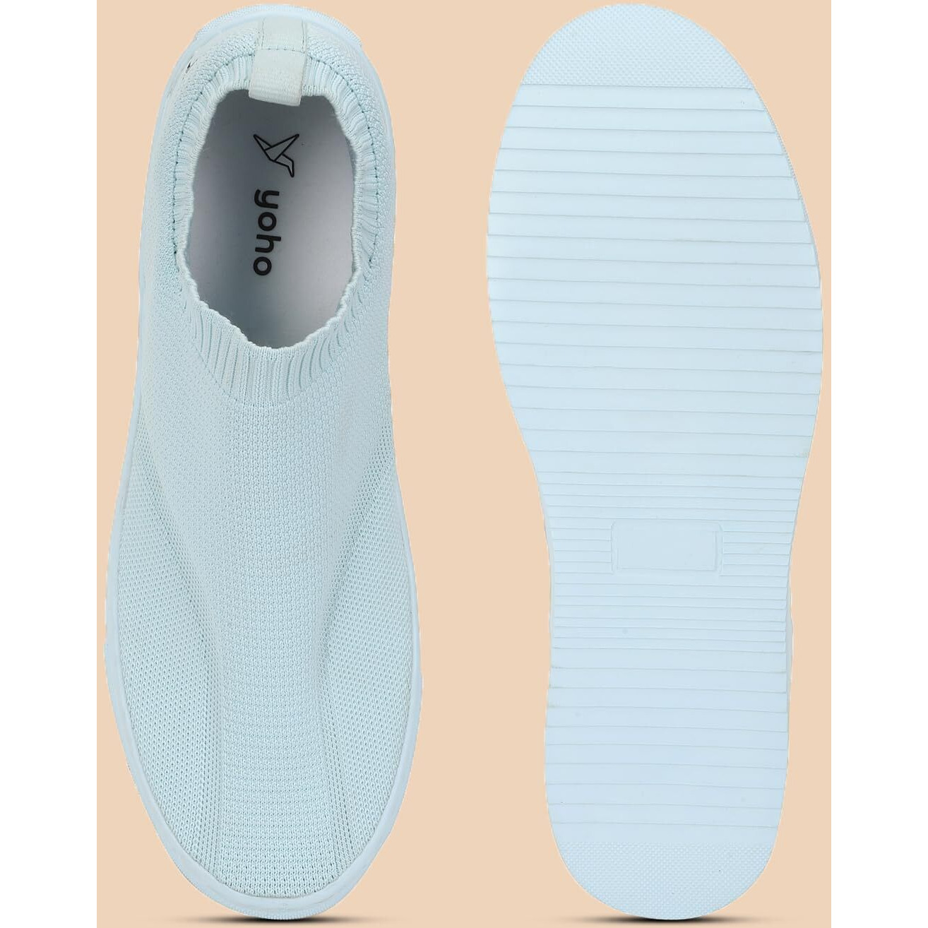 YOHO FreeStep Spacious and Casual Slip on Shoes | Comfortable for Long Hours of Walking | Outperforms Memory Foam | Arch Support Insole | Light Blue - UK 6