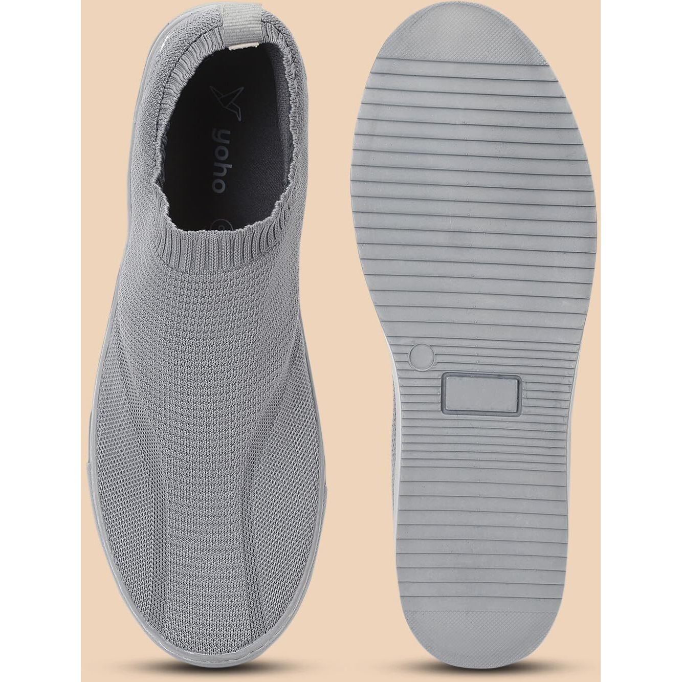 YOHO FreeStep Spacious and Casual Slip on Shoes | Comfortable for Long Hours of Walking | Outperforms Memory Foam | Arch Support Insole | Dove Grey - UK 8