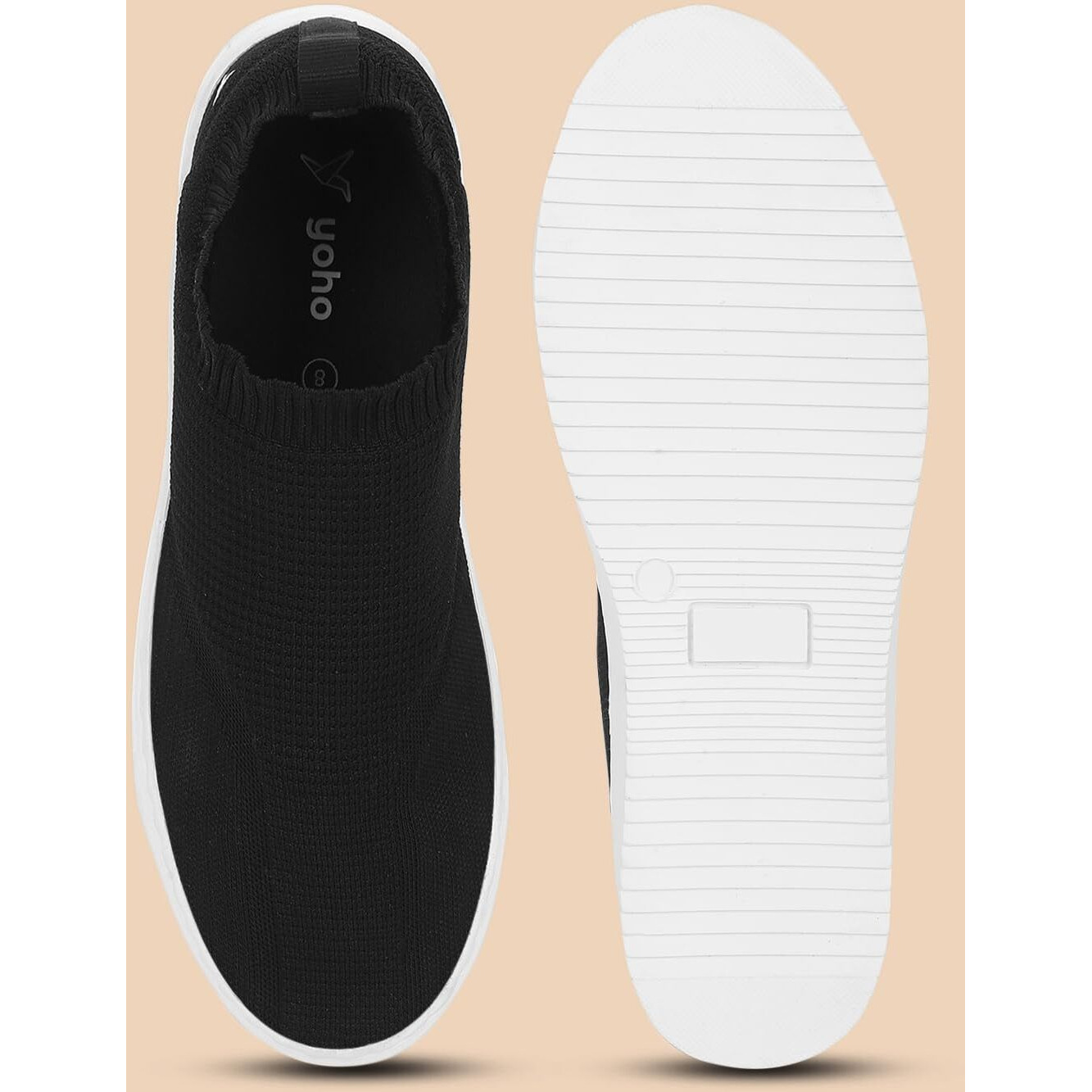 YOHO FreeStep Spacious and Casual Slip on Shoes | Comfortable for Long Hours of Walking | Outperforms Memory Foam | Arch Support Insole | Classic Black - UK 9