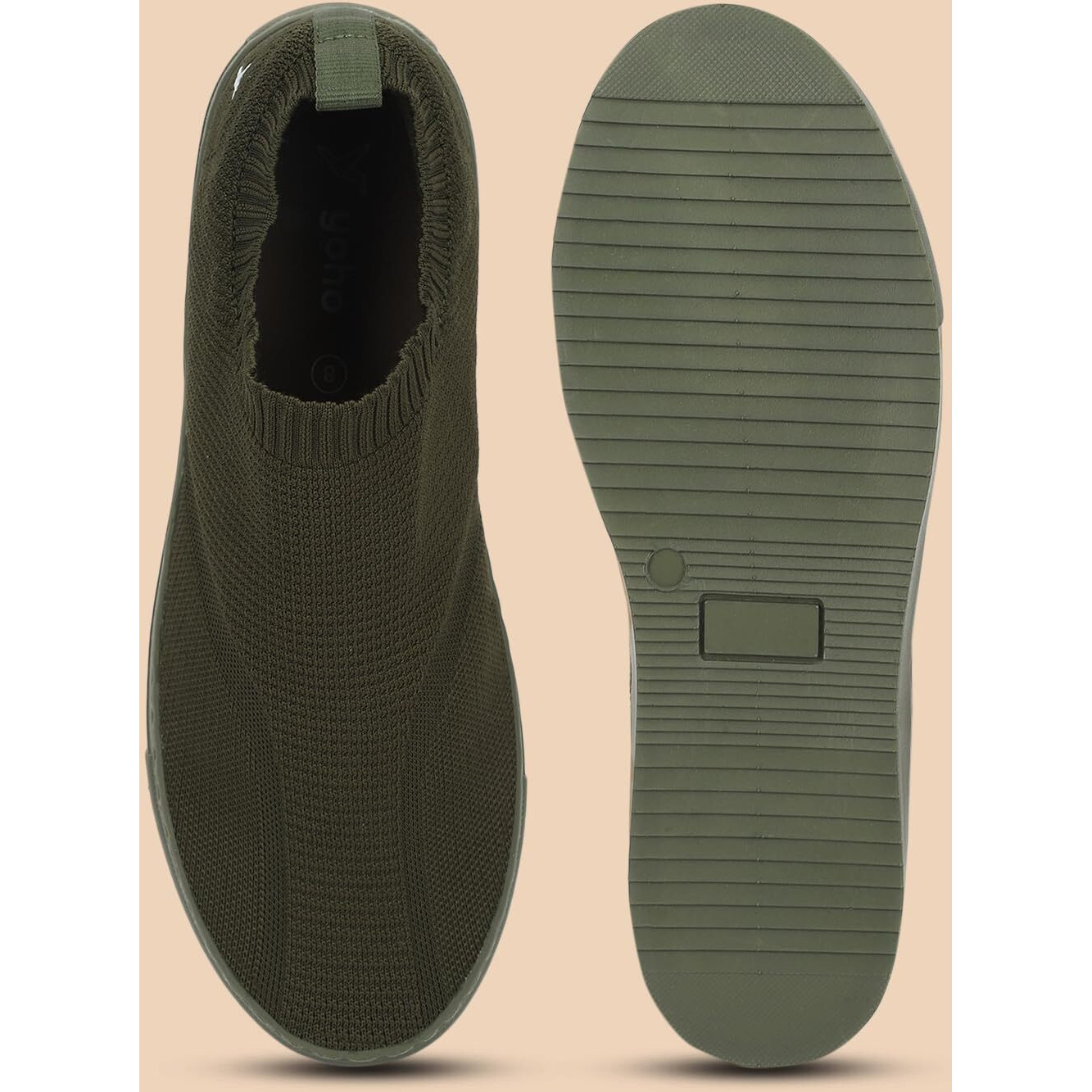 YOHO FreeStep Spacious and Casual Slip on Shoes | Comfortable for Long Hours of Walking | Outperforms Memory Foam | Arch Support Insole | Olive Green - UK 10