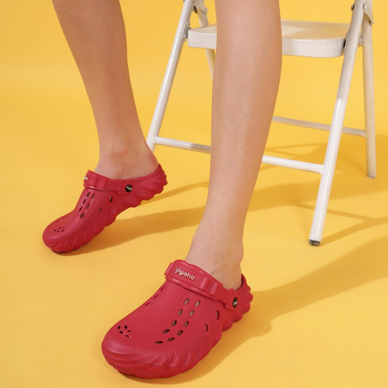 YOHO Wavy Clogs for Men | Trendy | Lightweight | Waterproof l Comfortable l Cushioned Coral Red