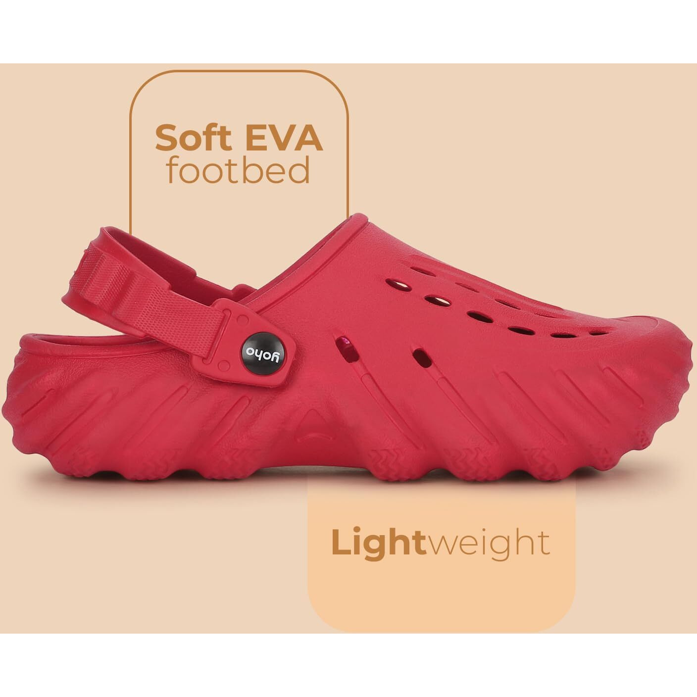 YOHO Wavy Clogs for Men | Trendy | Lightweight | Waterproof l Comfortable l Cushioned Coral Red