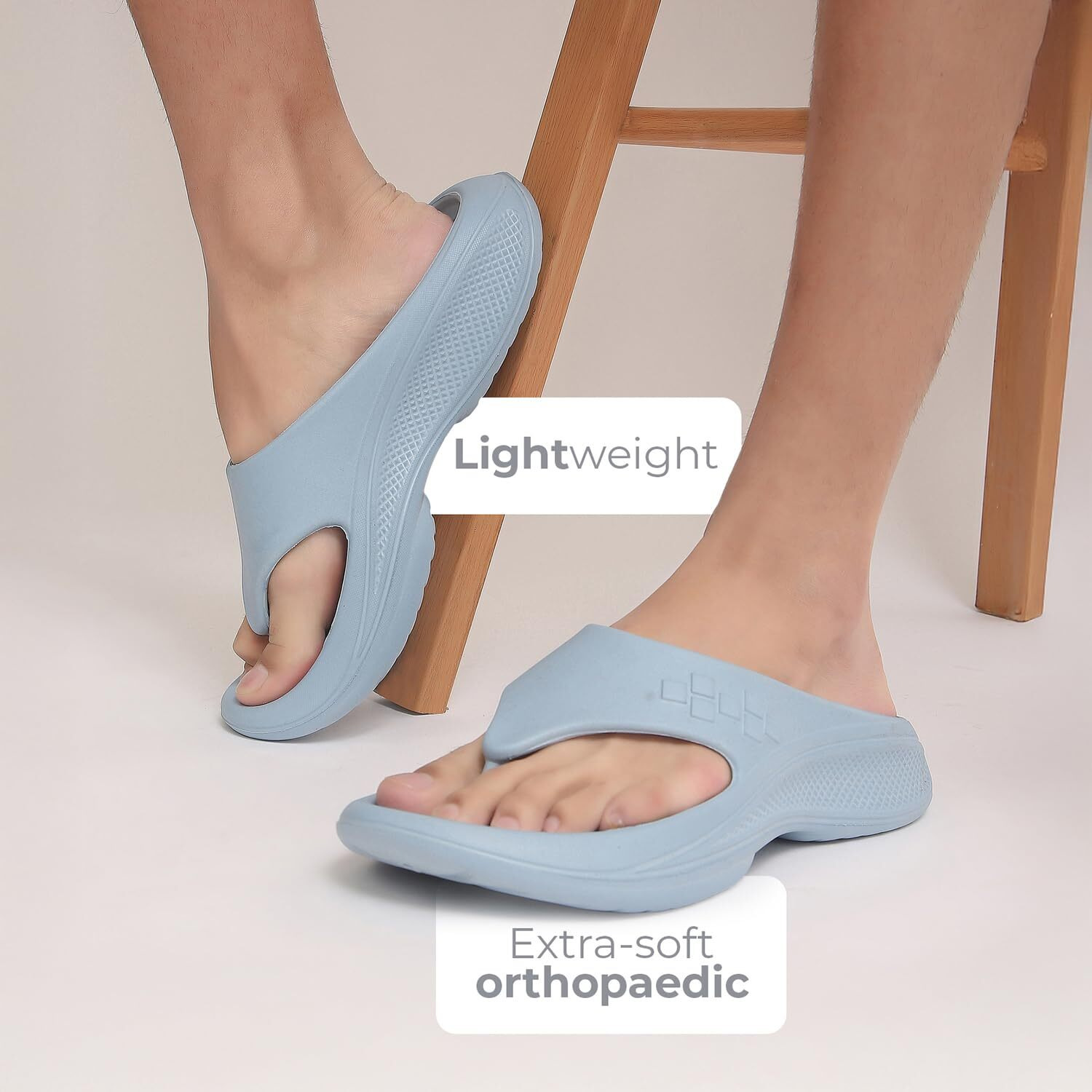 YOHO PILO Slippers for Men| Durable| Lightweight| Daily| Waterproof l Stylish l Comfortable, UK 9 - Light Blue