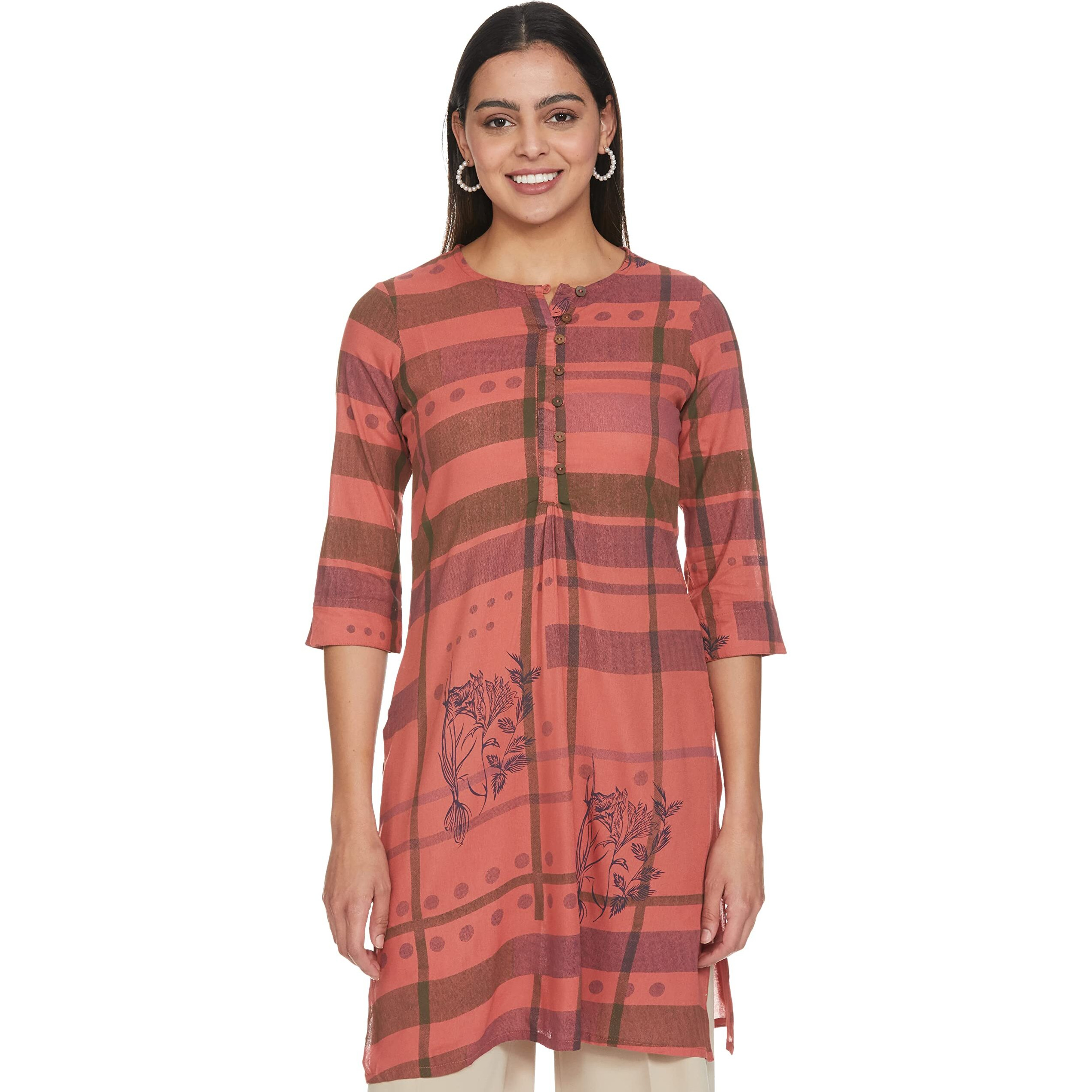 Max Women Printed Kurta with Pocket (LAFKWI22WFCORAL)_S