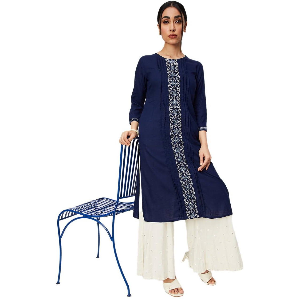 Max Women's Rayon Straight Shirt (WWEL32061INDIGO_Indigo