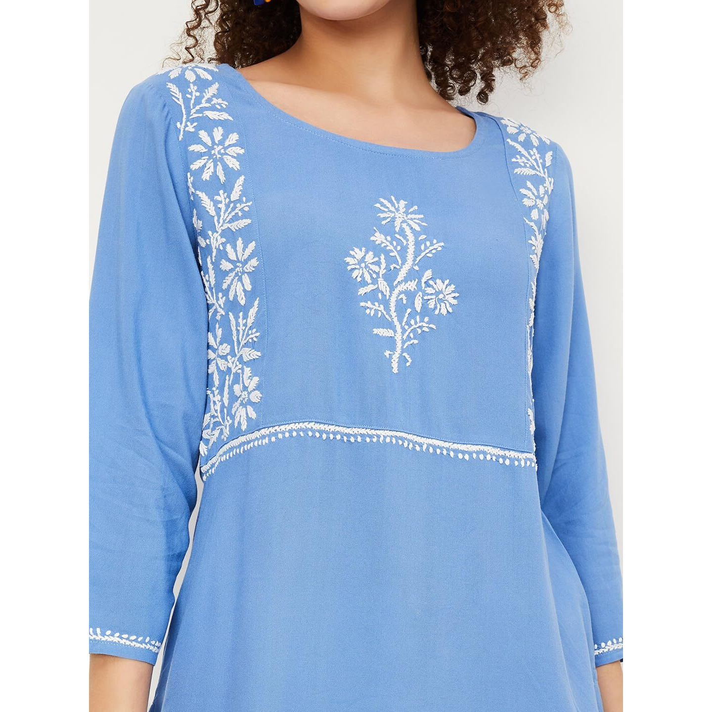 Max Women's Rayon Straight Shirt (SKGU32061BLUE_Blue