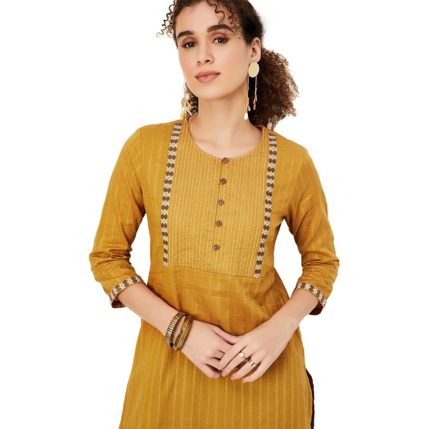 Max Women's Cotton Blend Straight Shirt (WWKI31006MUSTARD_Mustard