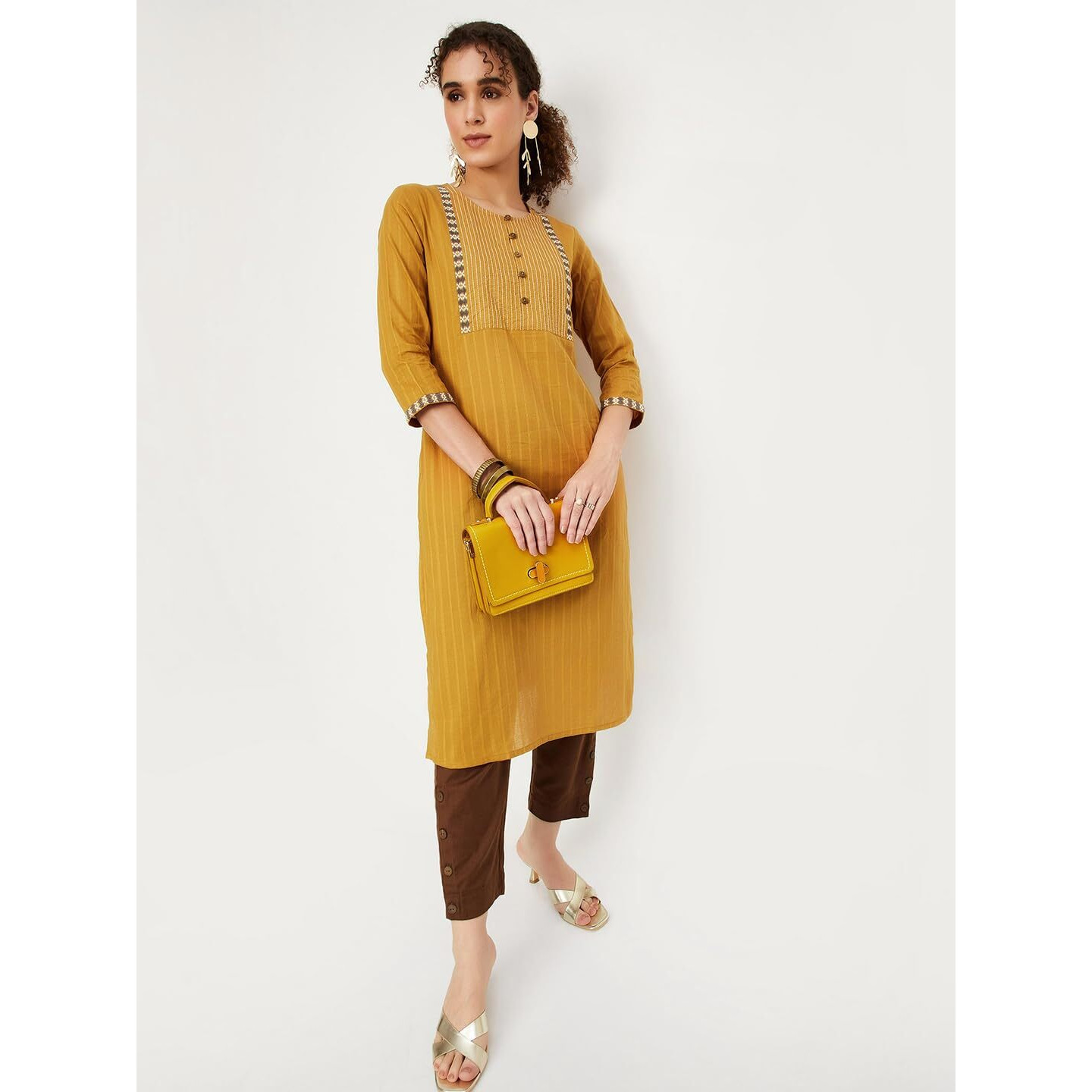 Max Women's Cotton Blend Straight Shirt (WWKI31006MUSTARD_Mustard