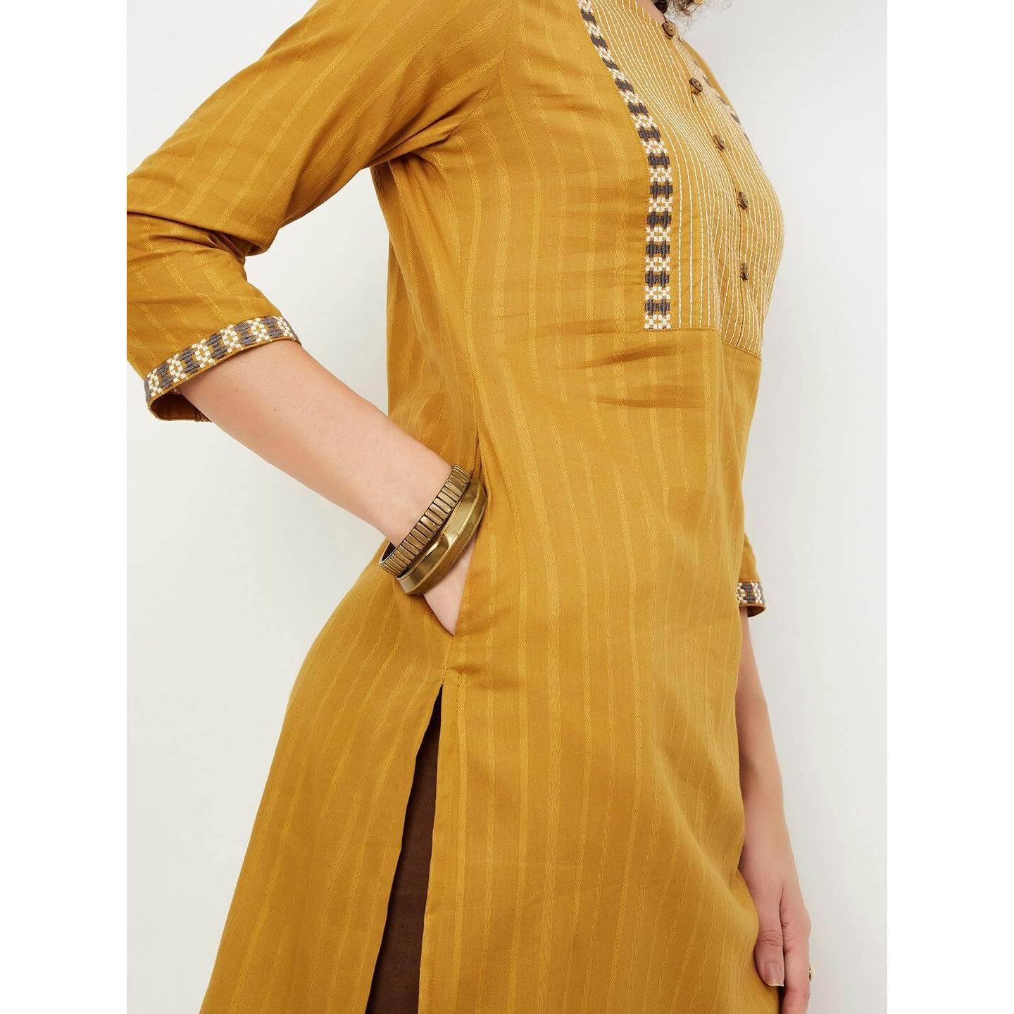 Max Women's Cotton Blend Straight Shirt (WWKI31006MUSTARD_Mustard