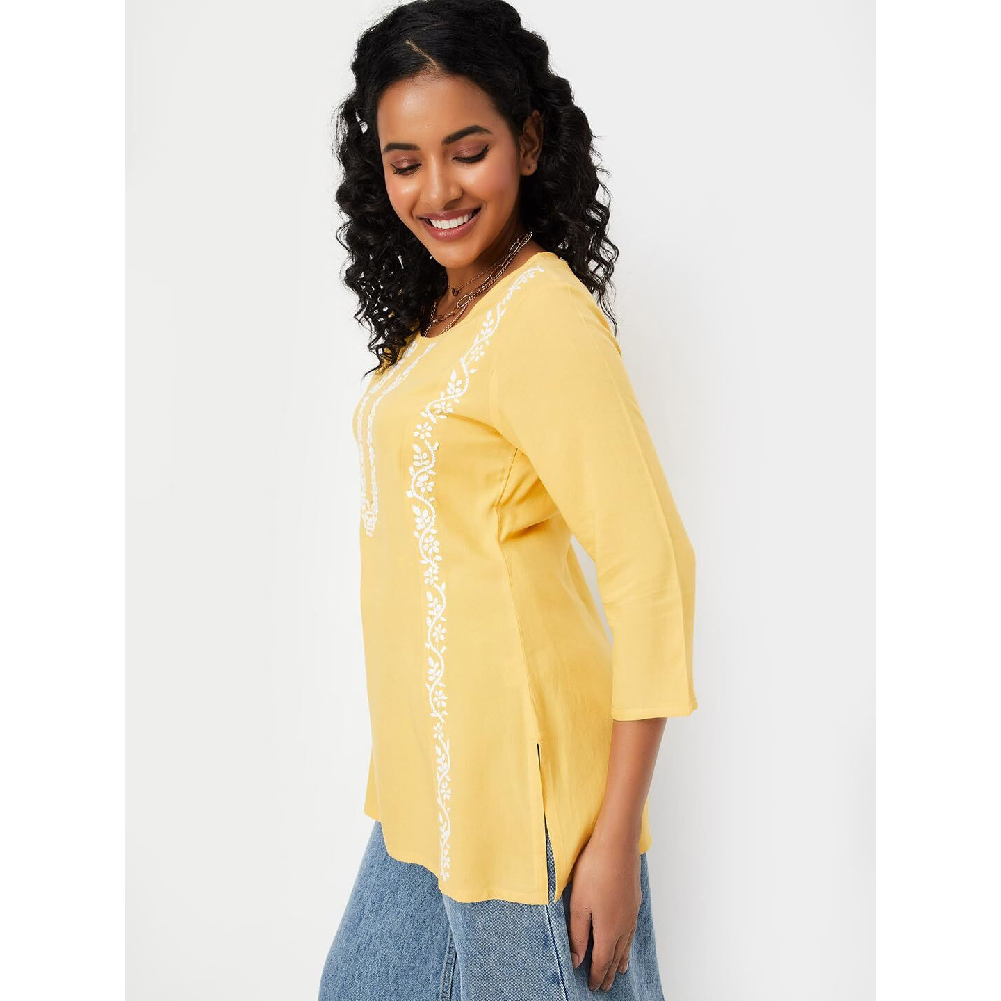 Max Women's Rayon Blend Regular Kurta (SKSP41001_Mustard_XL