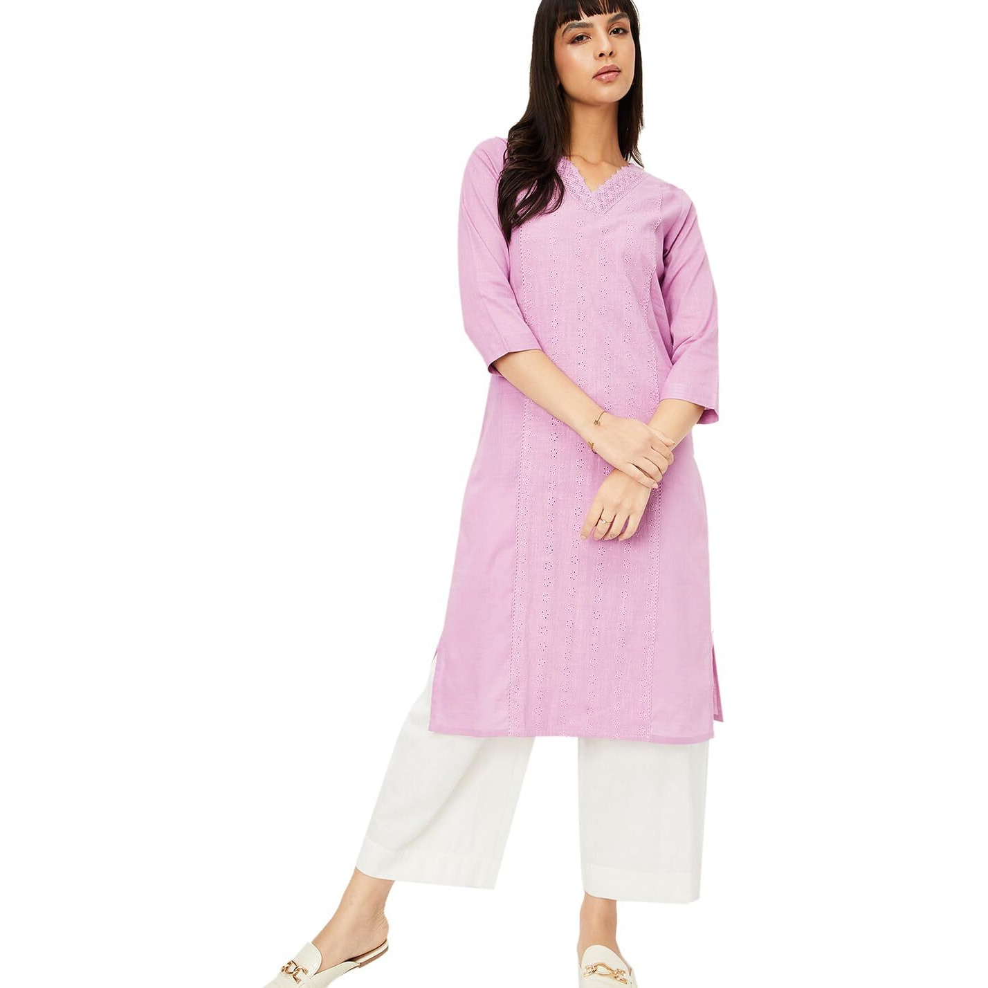 Max Women's Cotton Blend Regular Kurta (DAWWSU24KO_Mauve_L