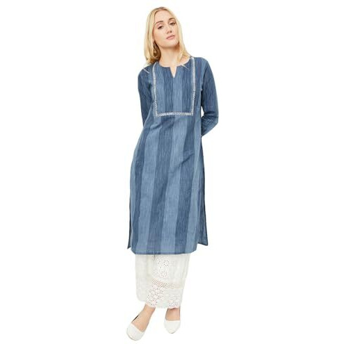 Max Women's Cotton Blend Regular Kurta (PAWWSU24CU_Indigo_S