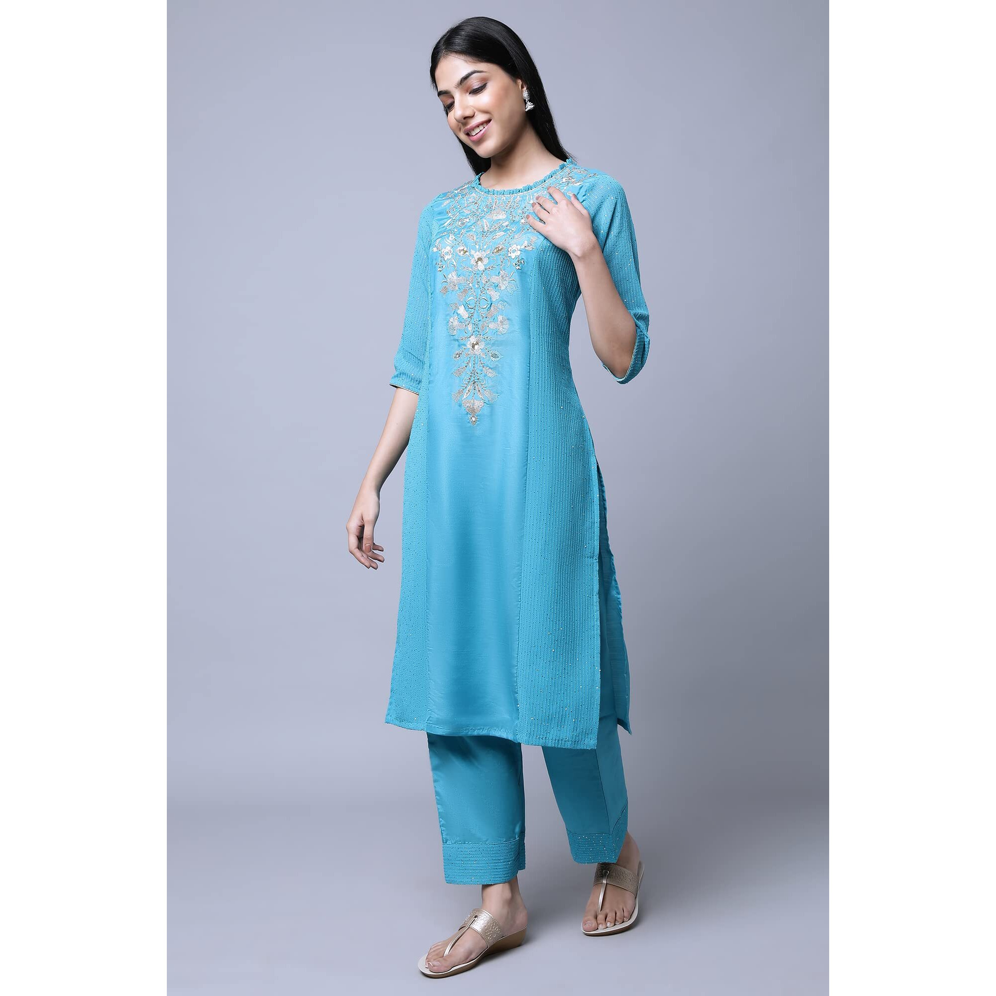 Aurelia Women Blue Embroidered Kurta With Straight Palazzo & Dupatta Set_22AUD10505-604694_S