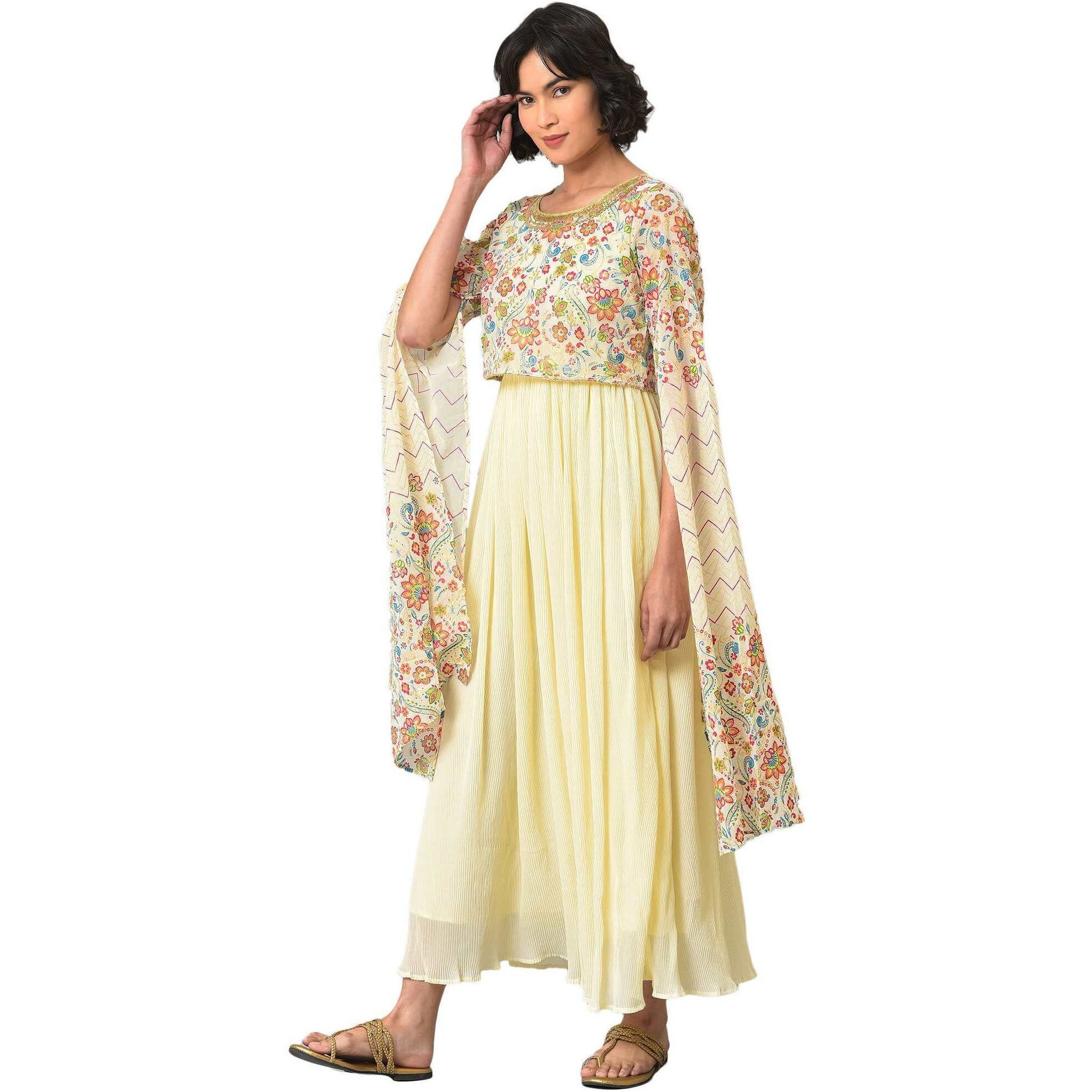 Aurelia Women's Polyester Regular Kurta (22AUA13493-506521_White