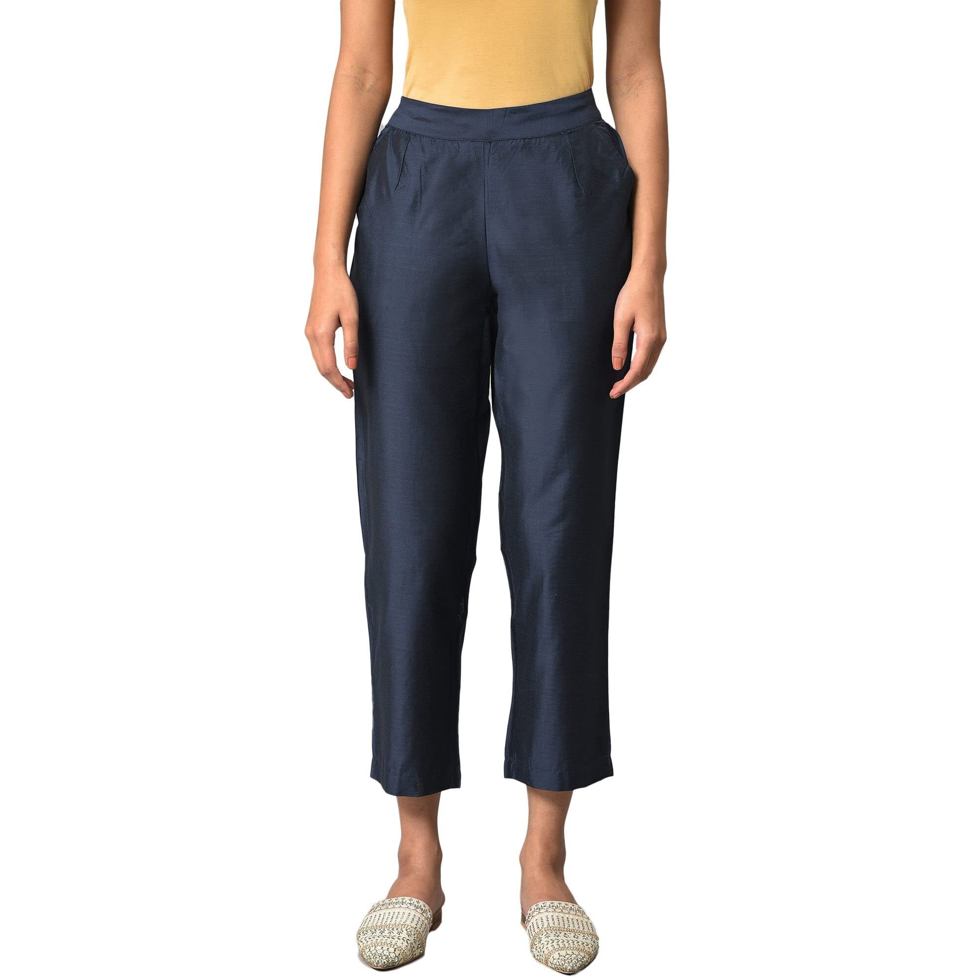 W for Woman W Strechable Straight Pants for Women | Trousers for Women Blue