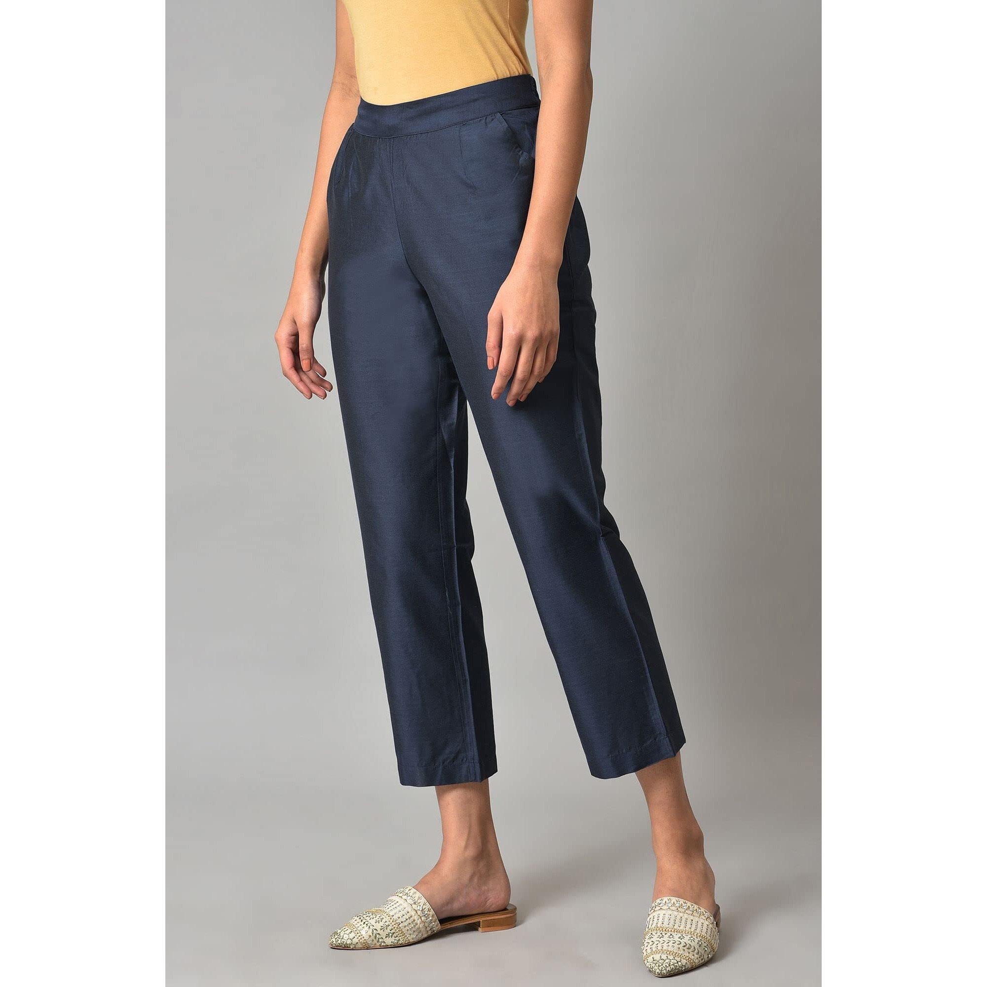 W for Woman W Strechable Straight Pants for Women | Trousers for Women Blue