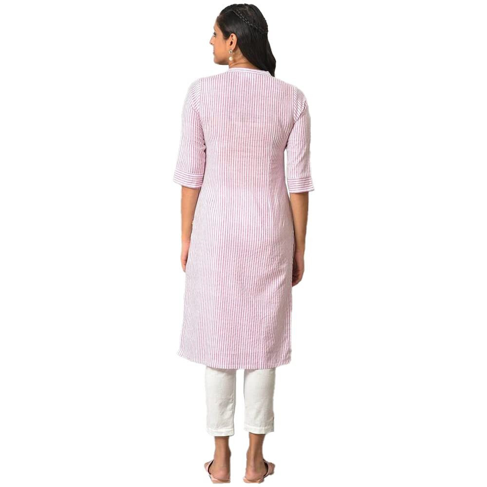 Aurelia Purple Solid Cotton Regular Kurta for Women