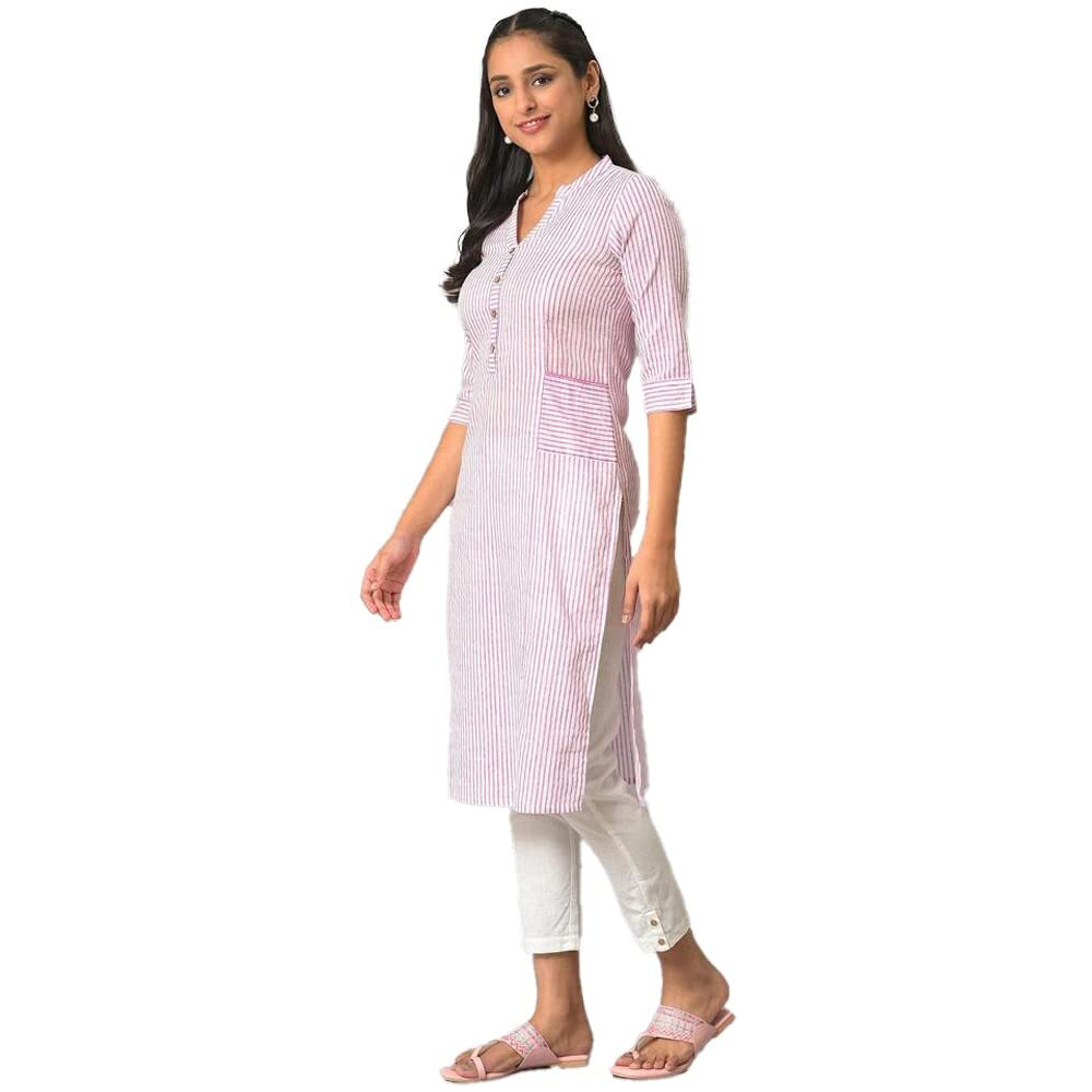Aurelia Purple Solid Cotton Regular Kurta for Women
