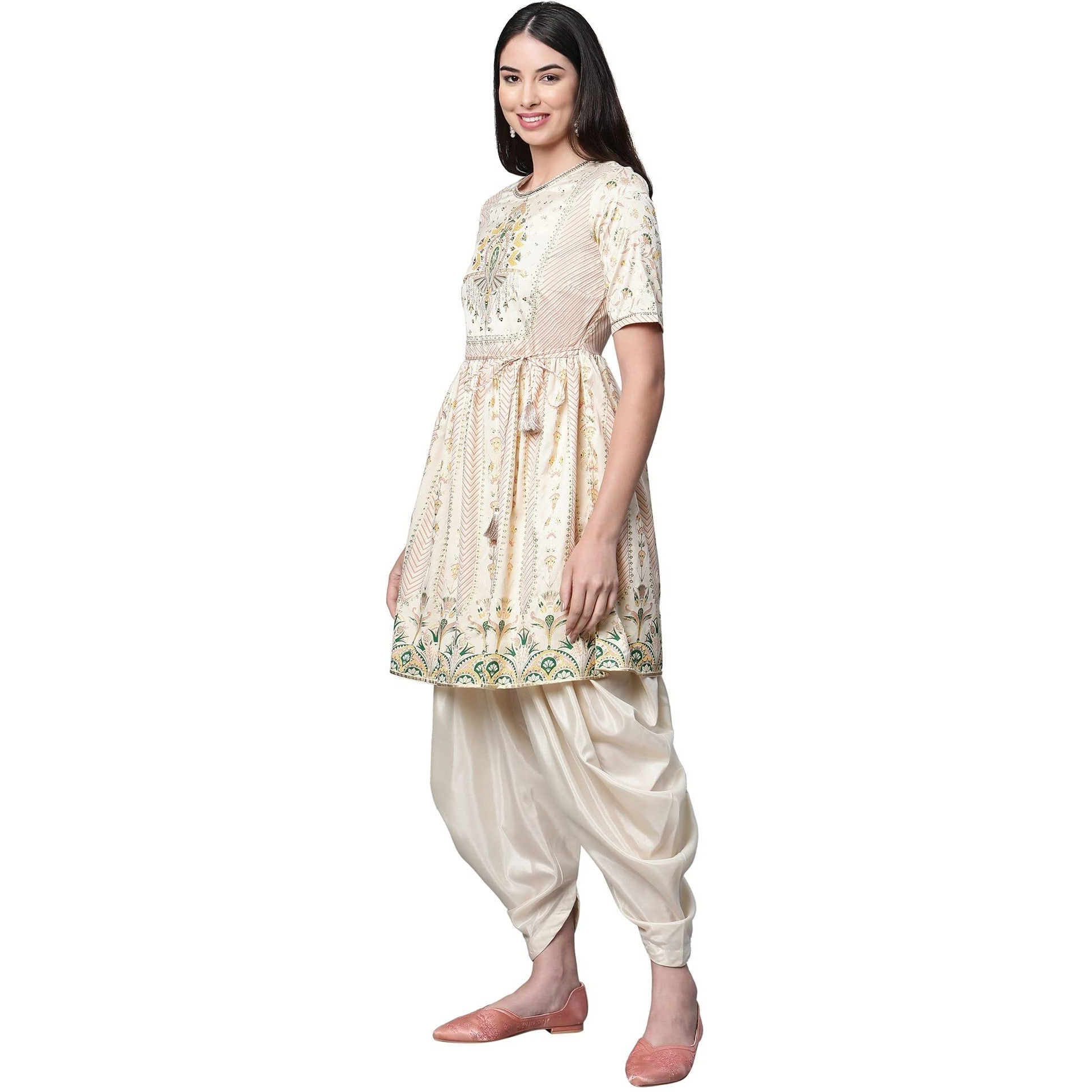 Aurelia Women's Viscose Blend Kurta & Dhoti & Dupatta (23FED10518-506277_White_S
