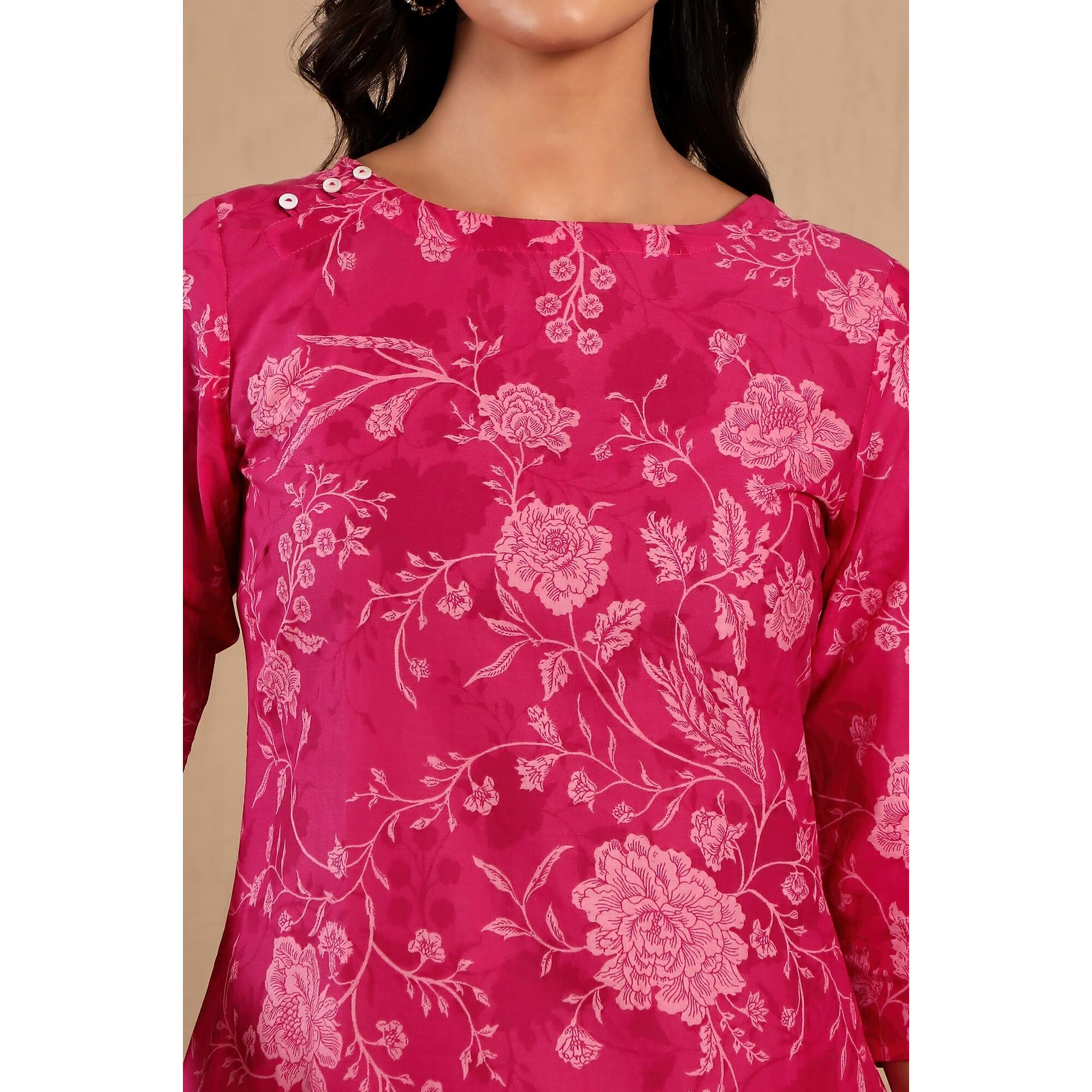 W For Woman Floral Printed Straight Pure Cotton Kurta Co-Rd Set | Lightweight Round Neck Kurta For Women Cotton |Printed Kurta Set For Women | Soft & Breathable Regular Fit Kurta Set For Women