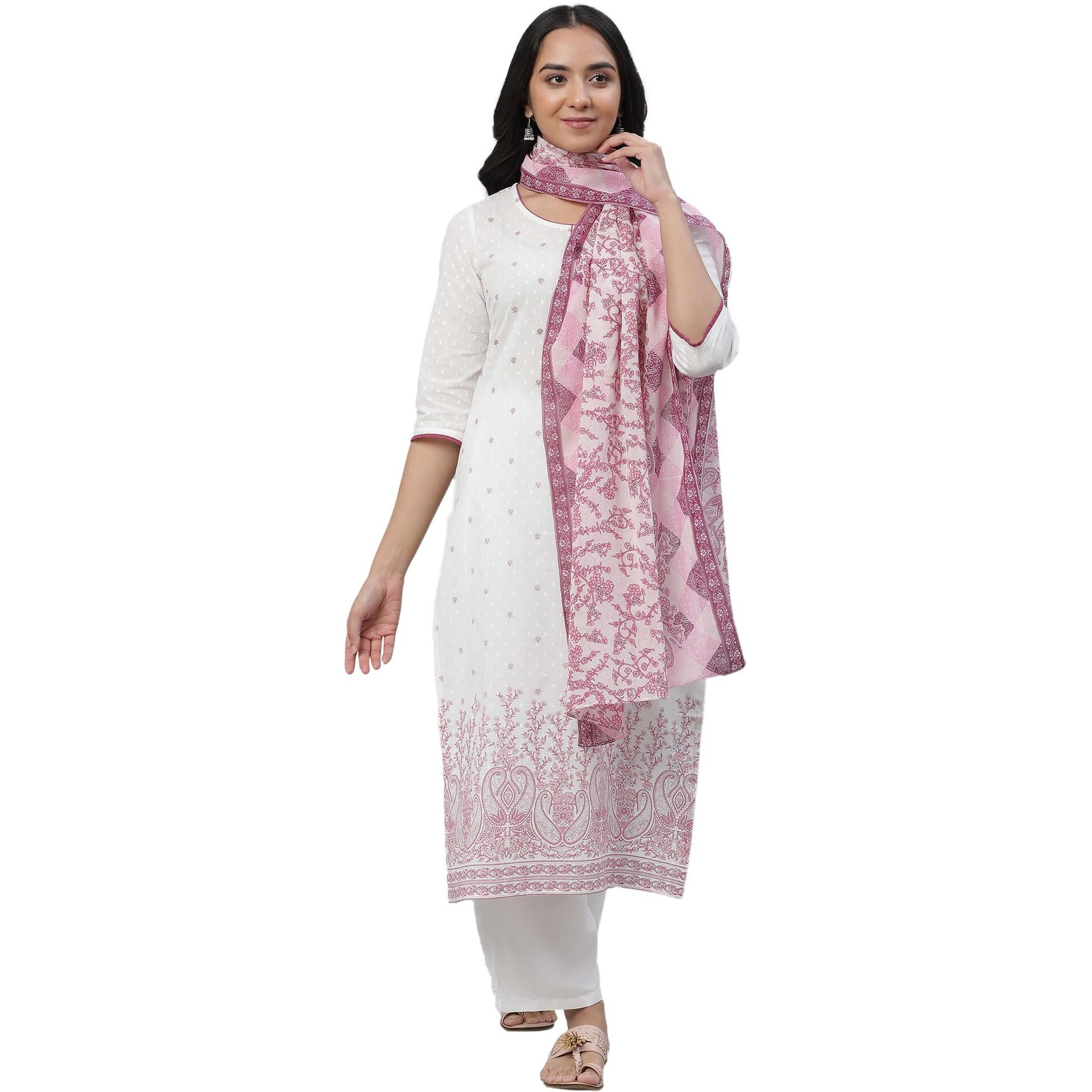 Aurelia Purple Floral Printed Cotton Regular Stole for Women