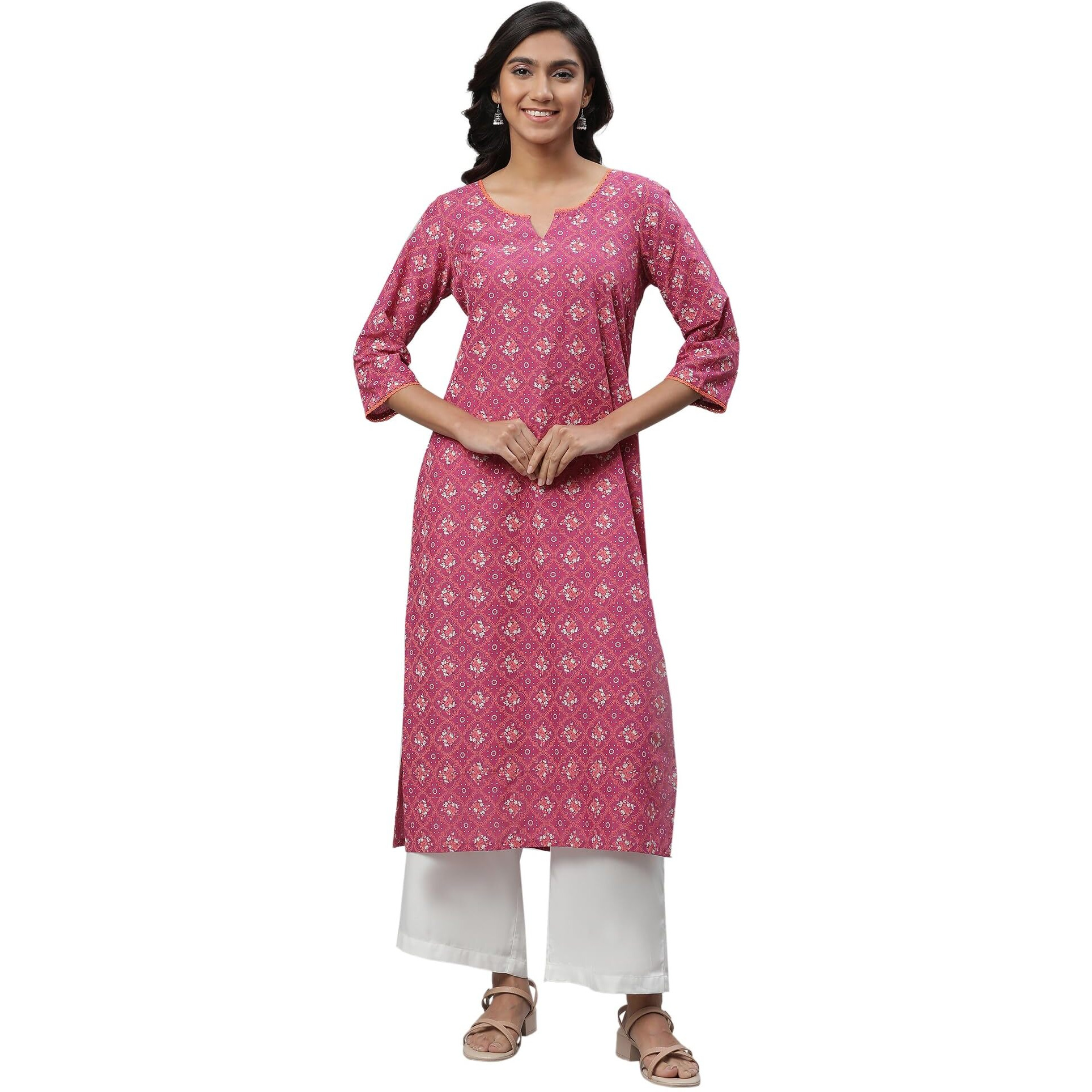 Aurelia Maroon Geometric Printed Printed Lace Cotton Straight Long Kurta