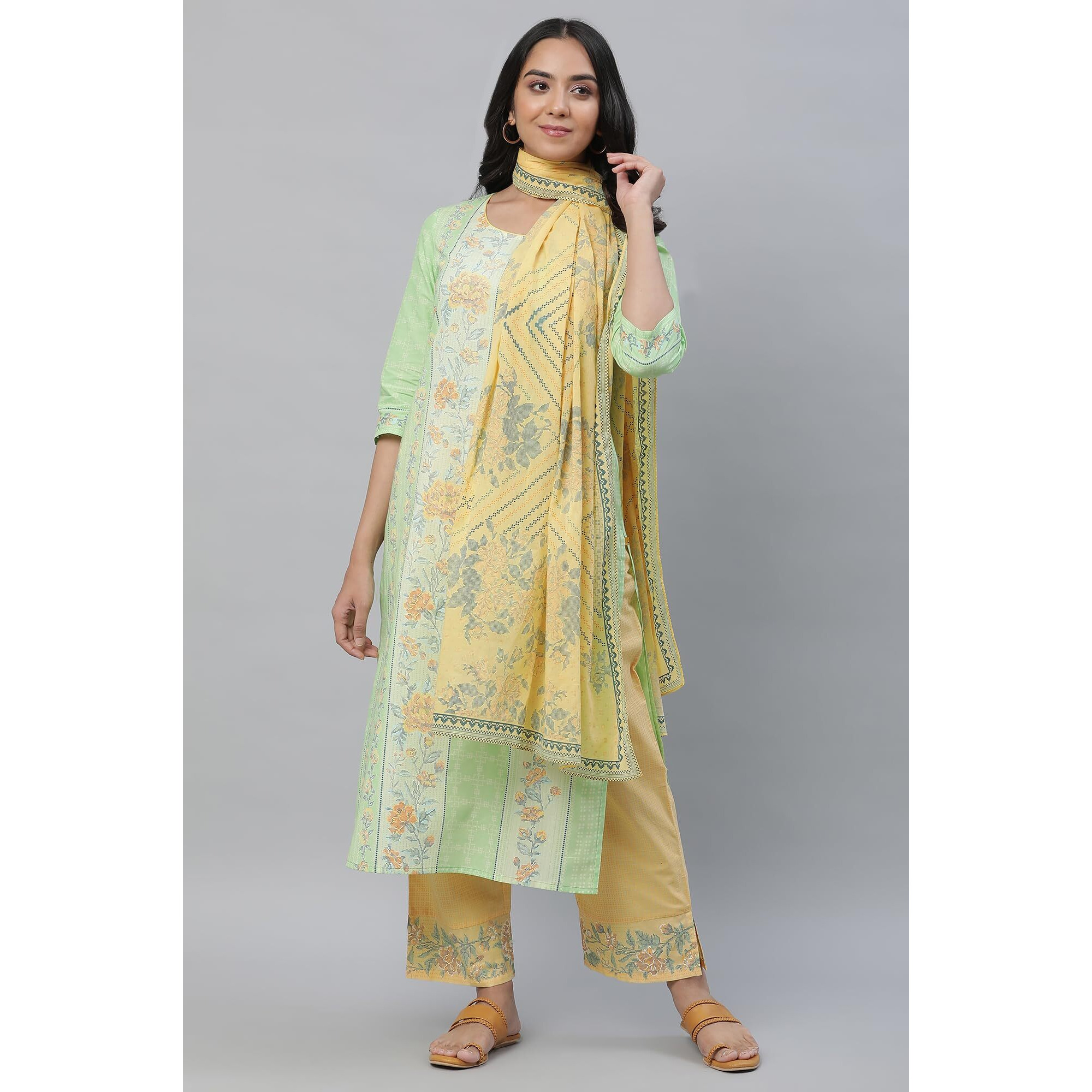 Aurelia Women Cotton Dupatta 23AUA80002-504929-Yellow-FS