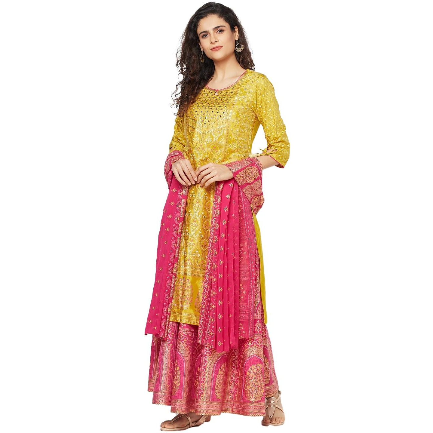 Yellow Floral Printed Kurta